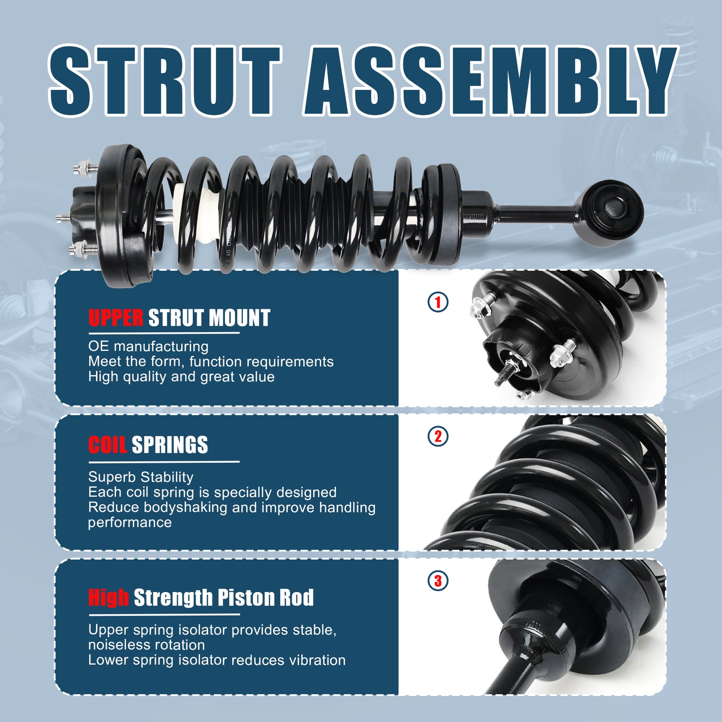 Vextone Front Strut Assembly Kit for 2003-2006 Ford Expedition, Lincoln Navigator – Noise Reduction & Comfort Upgrade – Replaces OEM 171369(Pair)