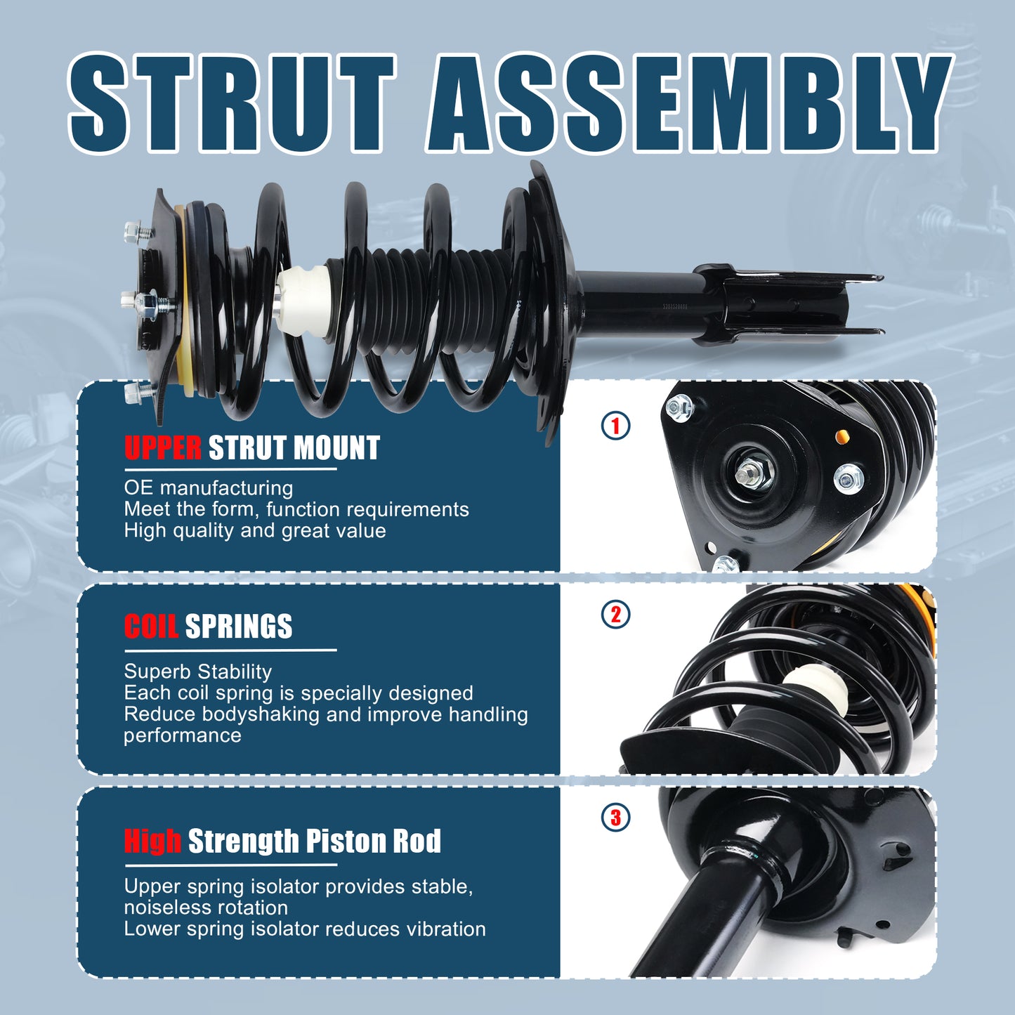 Vextone Front Struts Shock Absorbers Coil Spring Assembly Fit for 2002 2003 2004 2005 2006 2007 Buick Rendezvous – Noise Reduction & Comfort Upgrade – Replaces OEM 172113 (Pair)
