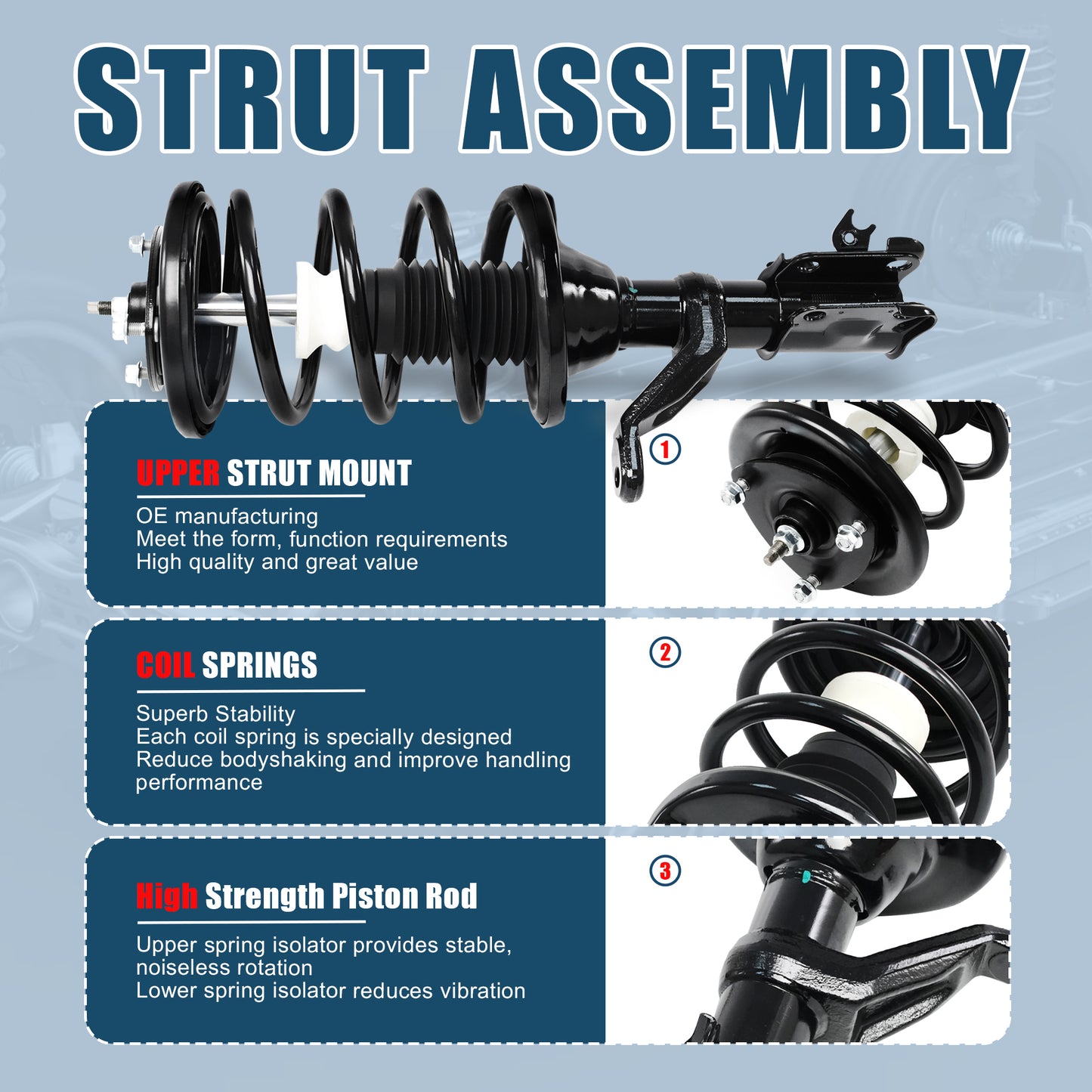 Vextone Front Strut Assembly Kit for 2003-2011 Honda Element (Excludes SC) – Noise Reduction & Comfort Upgrade – Replaces OEM 172136 172135 (Pair)