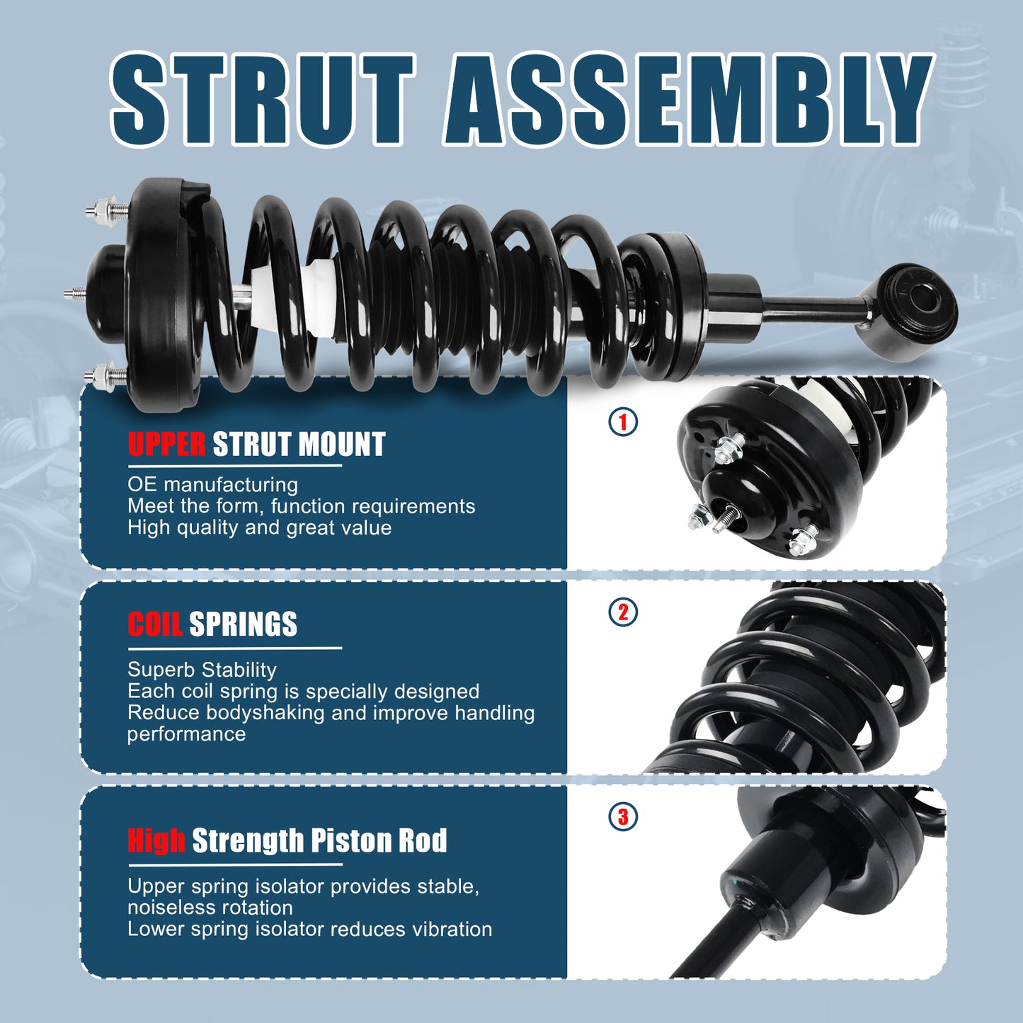 Vextone Front Strut Assembly Kit for 2004-2008 Ford F-150 4WD & AWD – Noise Reduction & Comfort Upgrade – Replaces OEM 171361 (Pair)