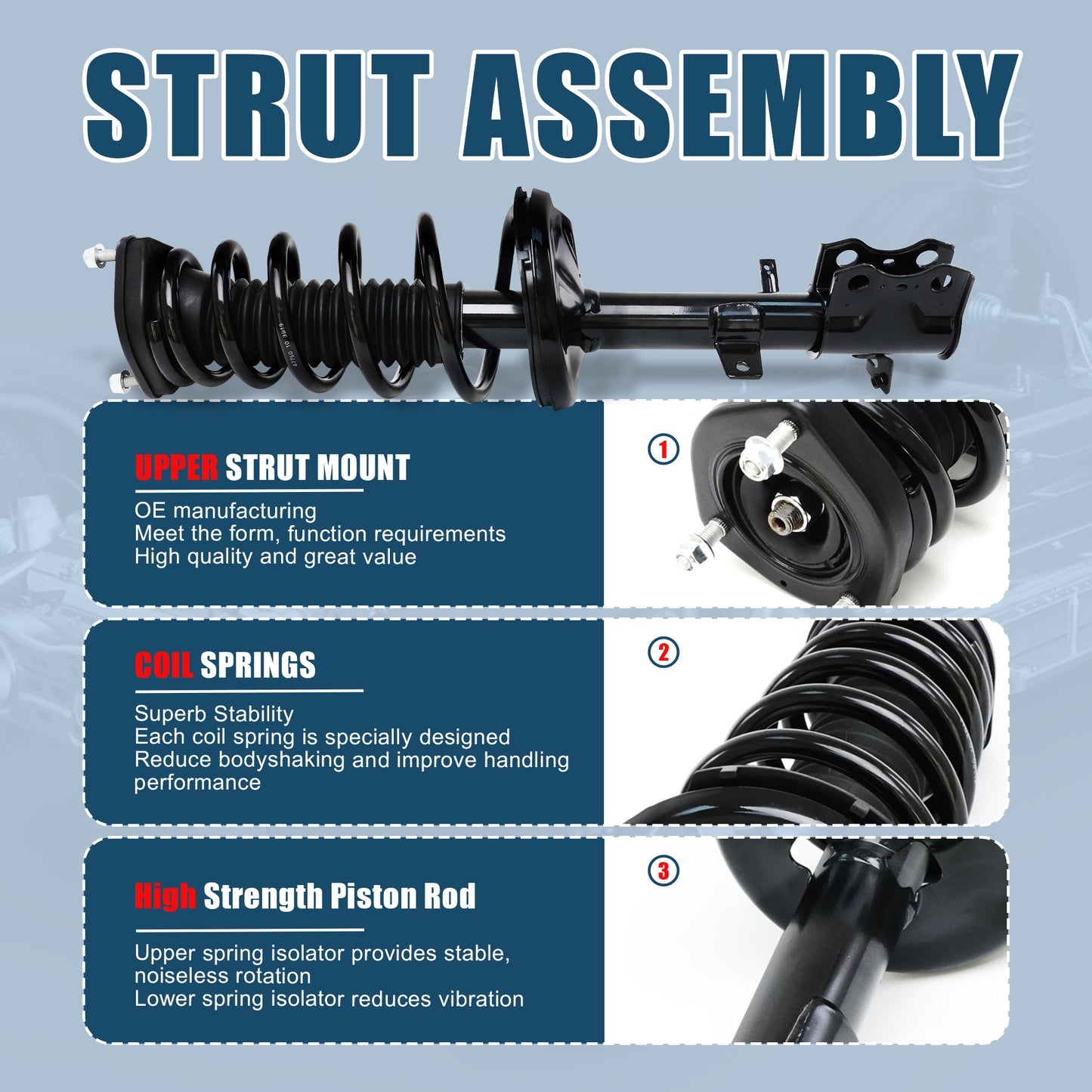 Vextone Rear Strut Assembly Kit for 2009 2010 2011 2012 Toyota Venza AWD  – Noise Reduction & Comfort Upgrade – Replaces OEM 172965 172964 (Pair)