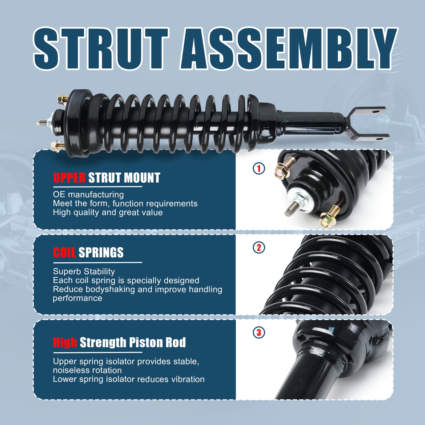 Vextone Rear Struts Shock Absorbers Coil Spring Assembly Fit for Honda Civic 1996 1997 1998 1999 2000 – Noise Reduction & Comfort Upgrade – Replaces OEM 171292 (1PC)