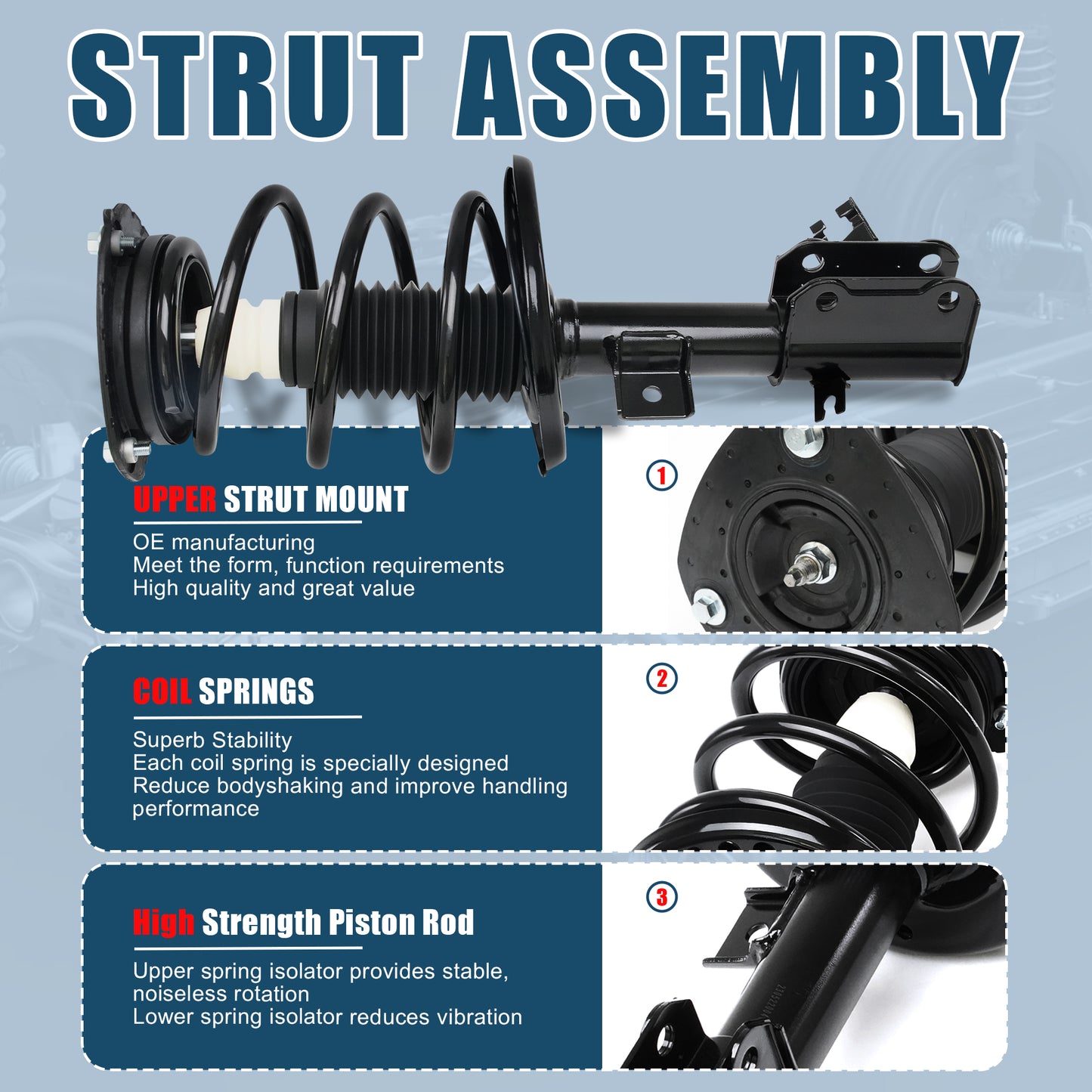 Vextone Front Strut Assembly Kit for 2007 2008 2009 2010 2011 2012 Nissan Altima (NO Hybrid / S 3.5L), 2013 Altima S 2.5L Coupe – Noise Reduction & Comfort Upgrade – Replaces OEM 172392 172393 (Pair)