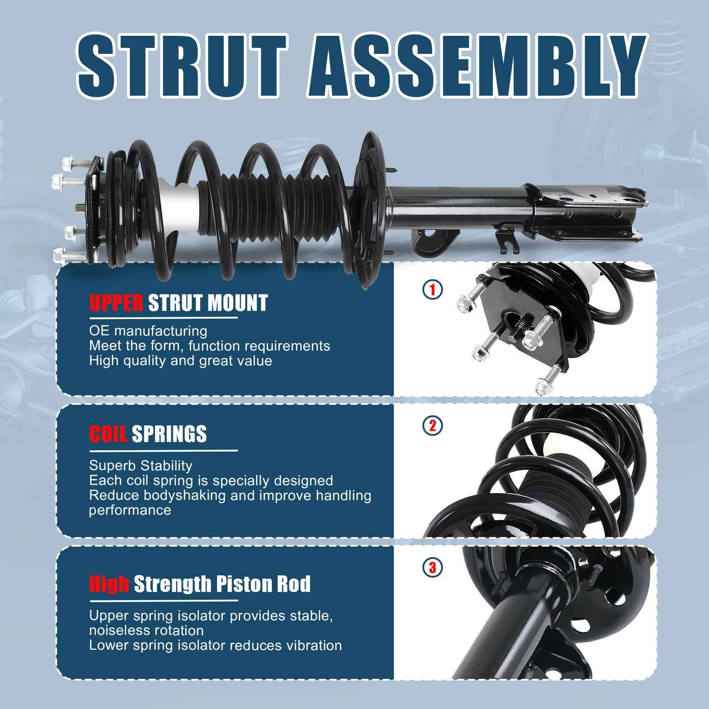 Vextone Front Strut Assembly Kit for 2011 2012 2013 Ford Explorer AWD 3.5L V6 – Noise Reduction & Comfort Upgrade – Replaces OEM 272621 272620 (Pair)