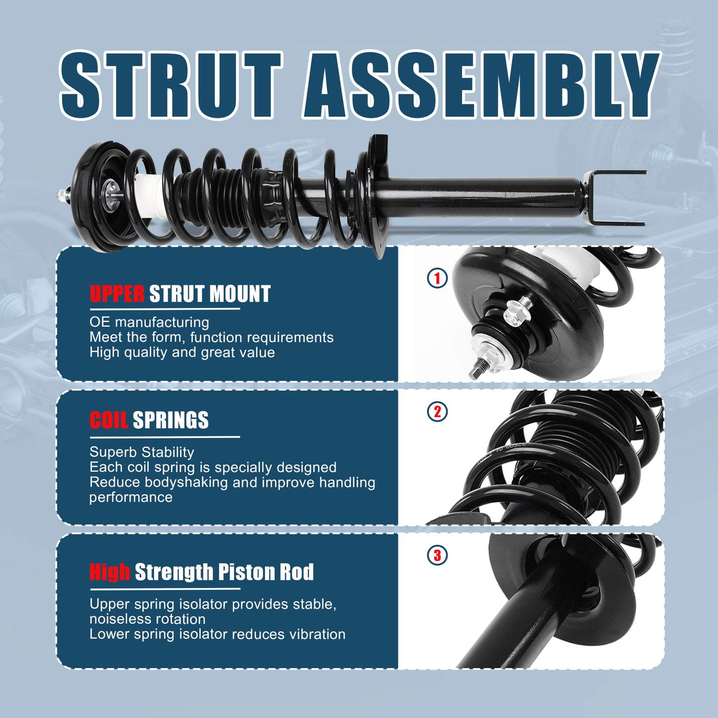 Vextone Rear Struts Shock Absorbers Coil Spring Assembly Fit for Honda Accord 2008 2009 2010 2011 2012 – Noise Reduction & Comfort Upgrade – Replaces OEM 172563(Pair)