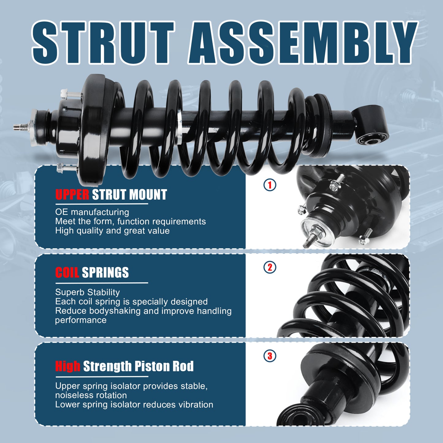Vextone Rear Struts Shock Absorbers Coil Spring Assembly Fit for 2006-2010 Ford Explorer, Mercury Mountaineer – Noise Reduction & Comfort Upgrade – Replaces OEM 171125 (1PC)