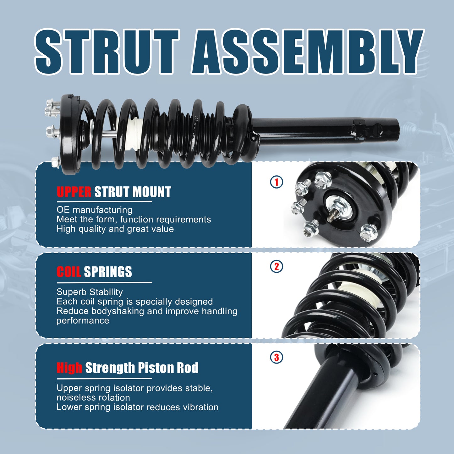 Vextone Front Strut Assembly Kit for Acura TSX 2004 2005 2006 2007 2008 – Noise Reduction & Comfort Upgrade – Replaces OEM 172322R 172322L (Pair)