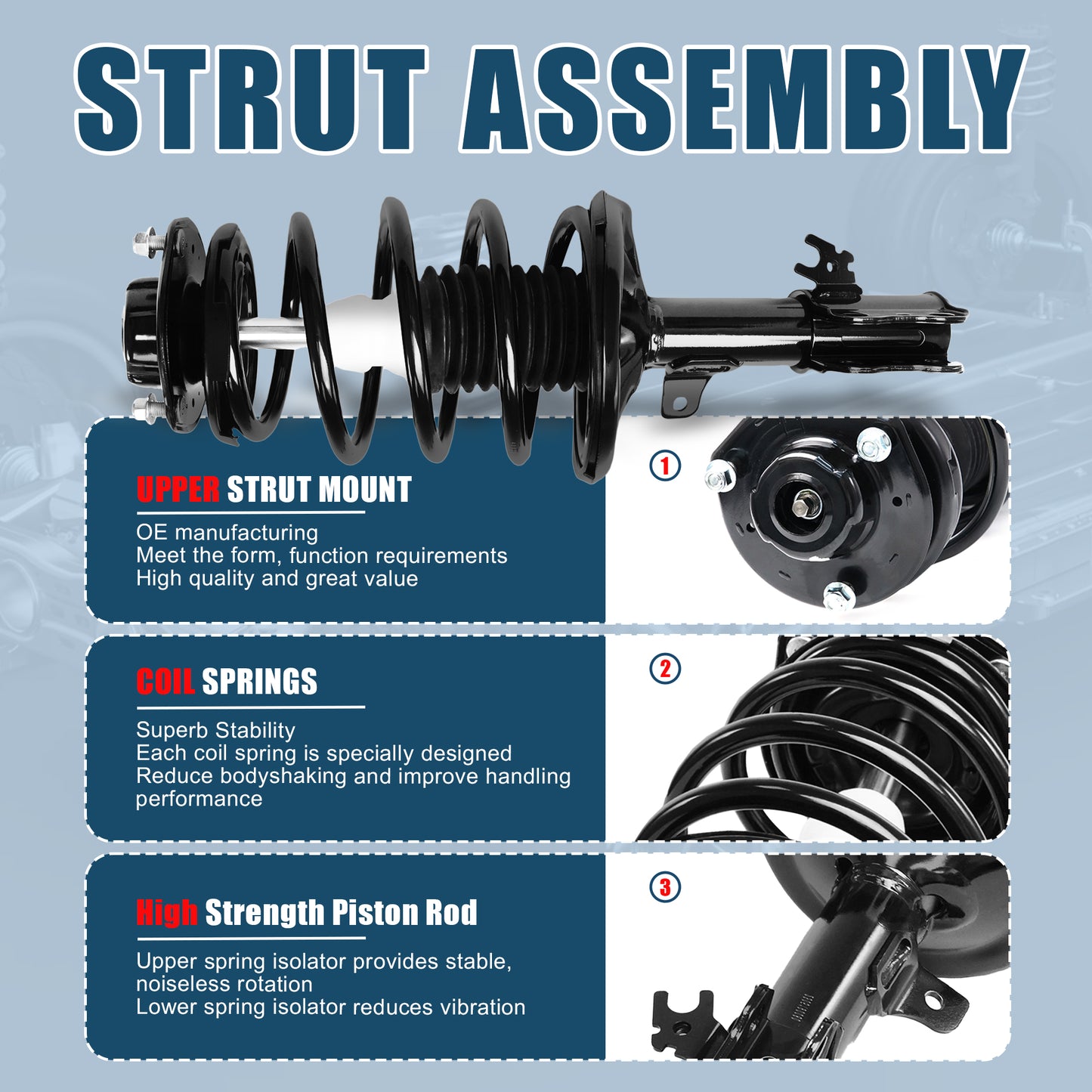 Vextone Front Strut Assembly Kit for 1997-2001 Toyota Camry 2.2L, for 1999-2003 Solara 2.2L/2.4L – Noise Reduction & Comfort Upgrade – Replaces OEM 171678 171679 (Pair)
