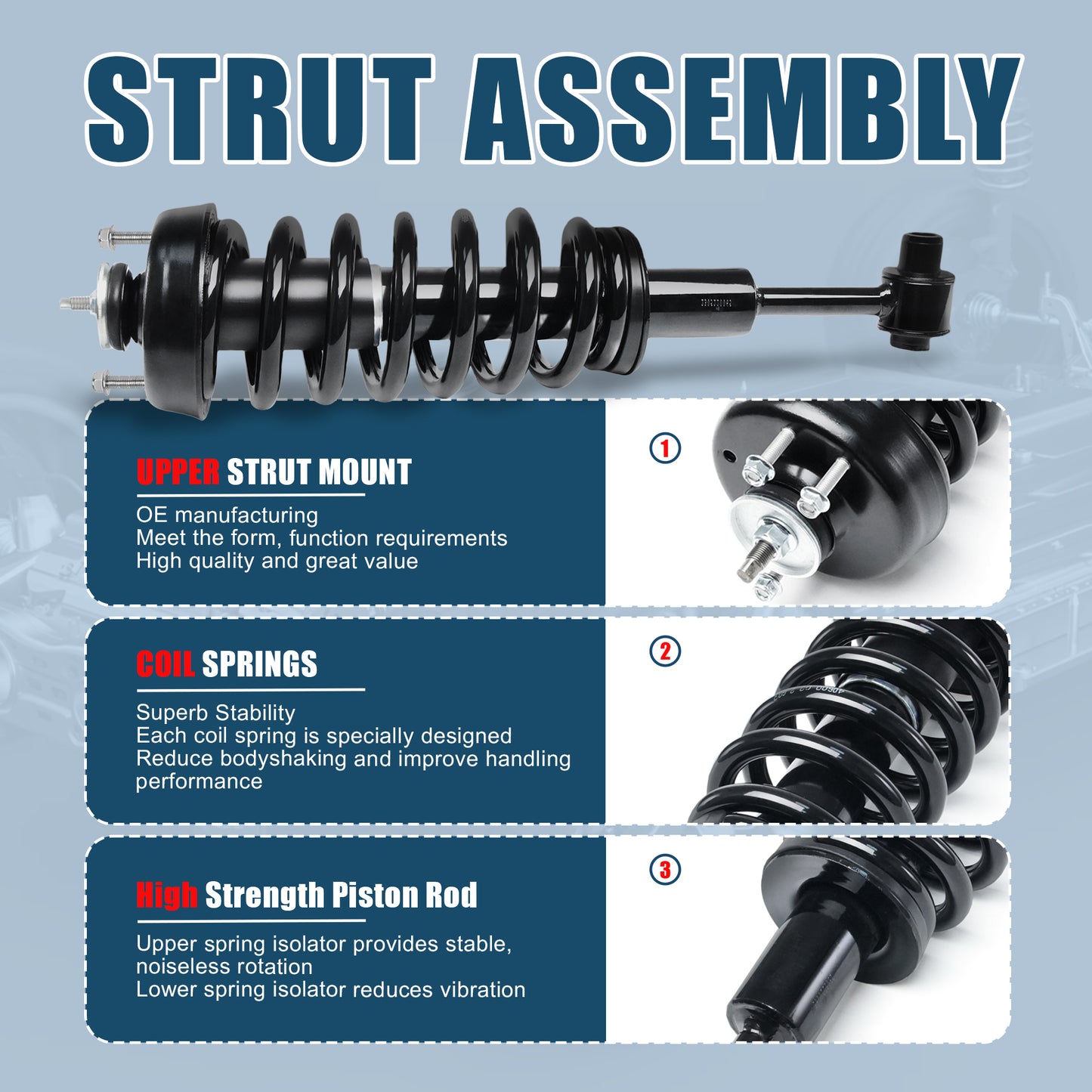 Vextone Front Struts Shock Absorbers Coil Spring Assembly Fit for 2004 2005 Ford Explorer, Mercury Mountaineer – Noise Reduction & Comfort Upgrade – Replaces OEM 171398 (Pair)