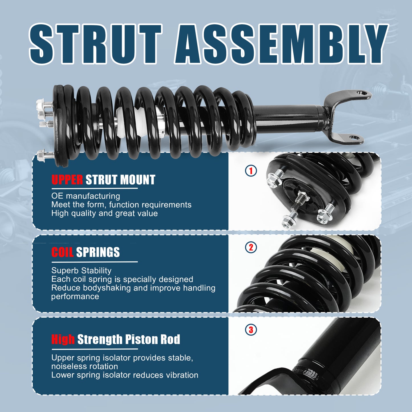 Vextone Front Struts Shock Absorbers Coil Spring Assembly Fit for 2005-2009 Dodge Dakota 4WD, 2006-2009 Mitsubishi Raider 4WD – Noise Reduction & Comfort Upgrade – Replaces OEM 171100 (Pair)