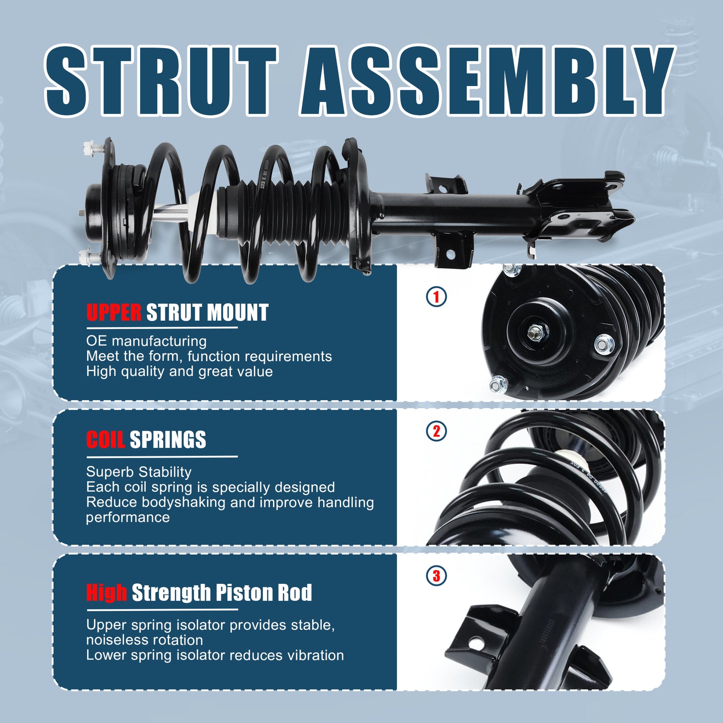 Vextone Front Strut Assembly Kit for 2010 2011 2012 Hyundai Santa Fe – Noise Reduction & Comfort Upgrade – Replaces OEM 372712 372713 (Pair)
