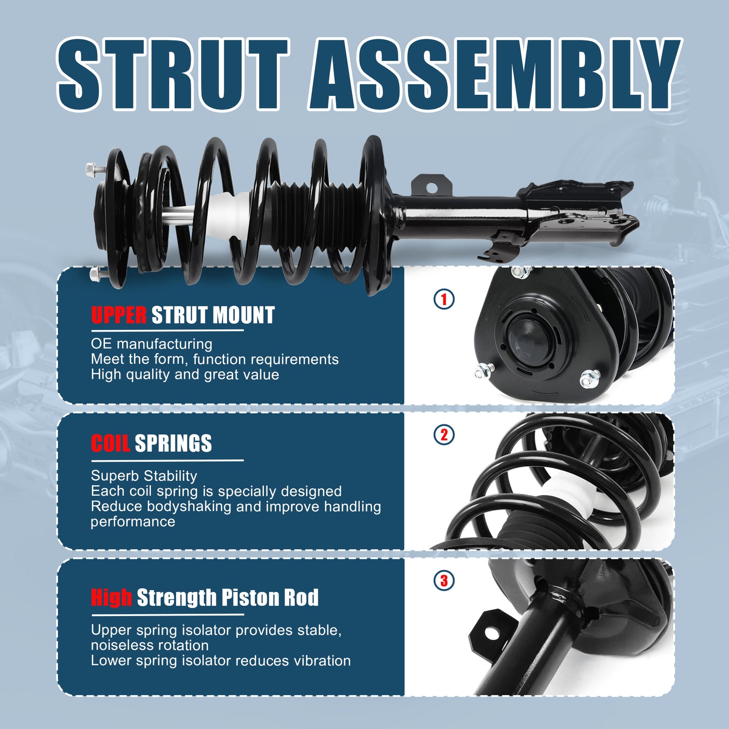 Vextone Front Strut Assembly Kit for Toyota Matrix 2003-2008 All Models – Noise Reduction & Comfort Upgrade – Replaces OEM 172116 172117 (Pair)