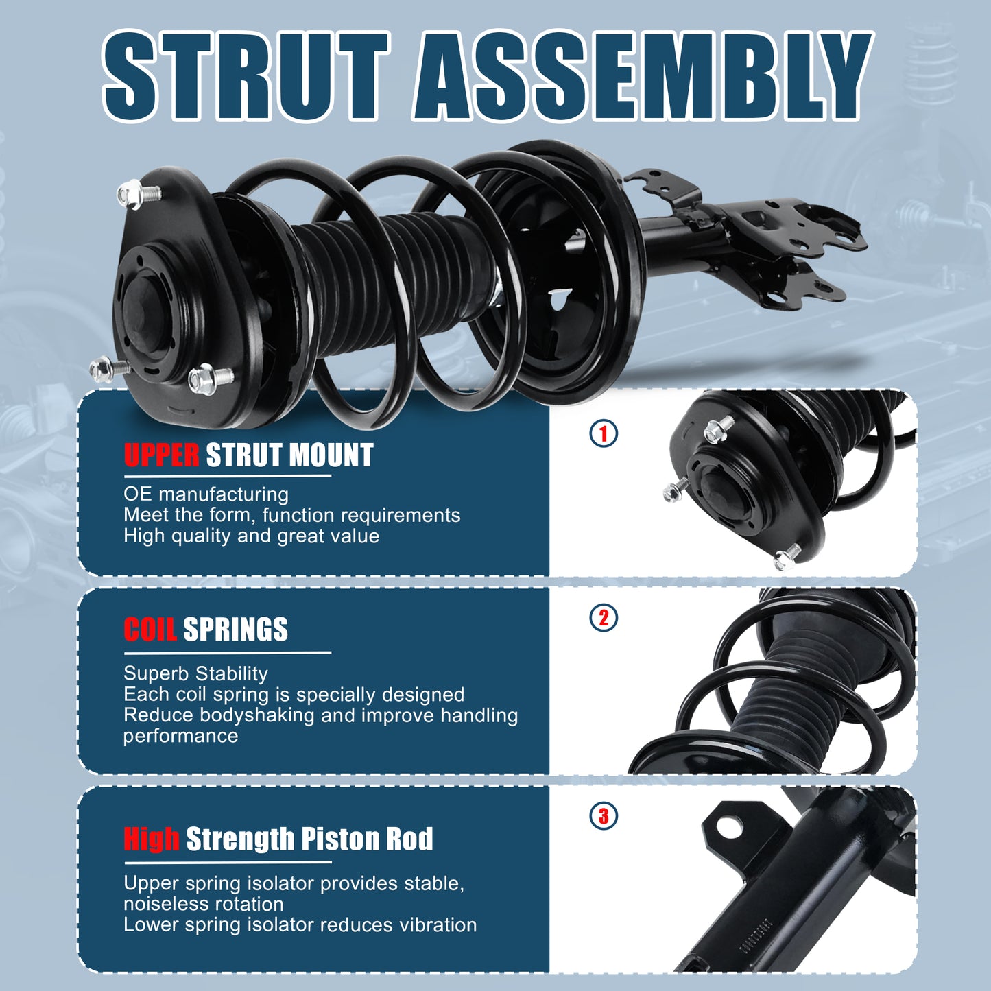 Vextone Front Strut Assembly Kit for Toyota Prius 2004 2005 2006 2007 2008 2009 – Noise Reduction & Comfort Upgrade – Replaces OEM 172357 172358 (Pair)