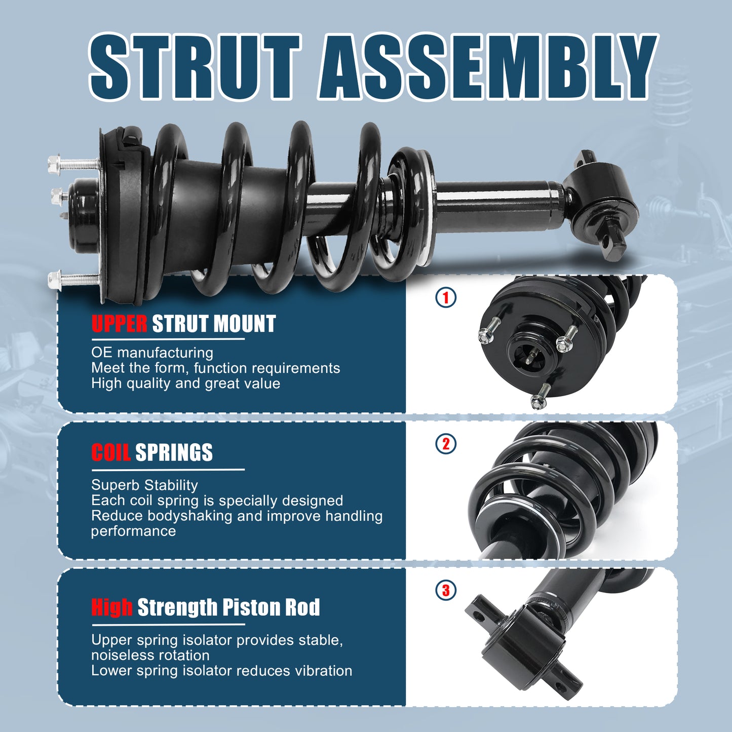 Vextone Front Strut Assembly Kit for 2007-2013 for Chevy Silverado 1500,GMC Sierra – Noise Reduction & Comfort Upgrade – Replaces OEM 139105 (1PC)