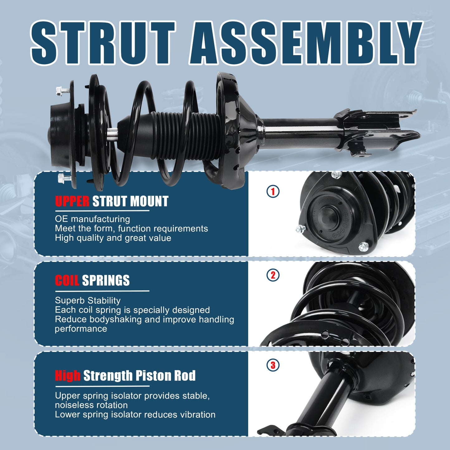 Vextone Front Strut Assembly Kit for 2005 2006 2007 2008 2009 Subaru Outback (NO 2007 3.0 R) – Noise Reduction & Comfort Upgrade – Replaces OEM 172565 172566 272565 272566 (Pair)