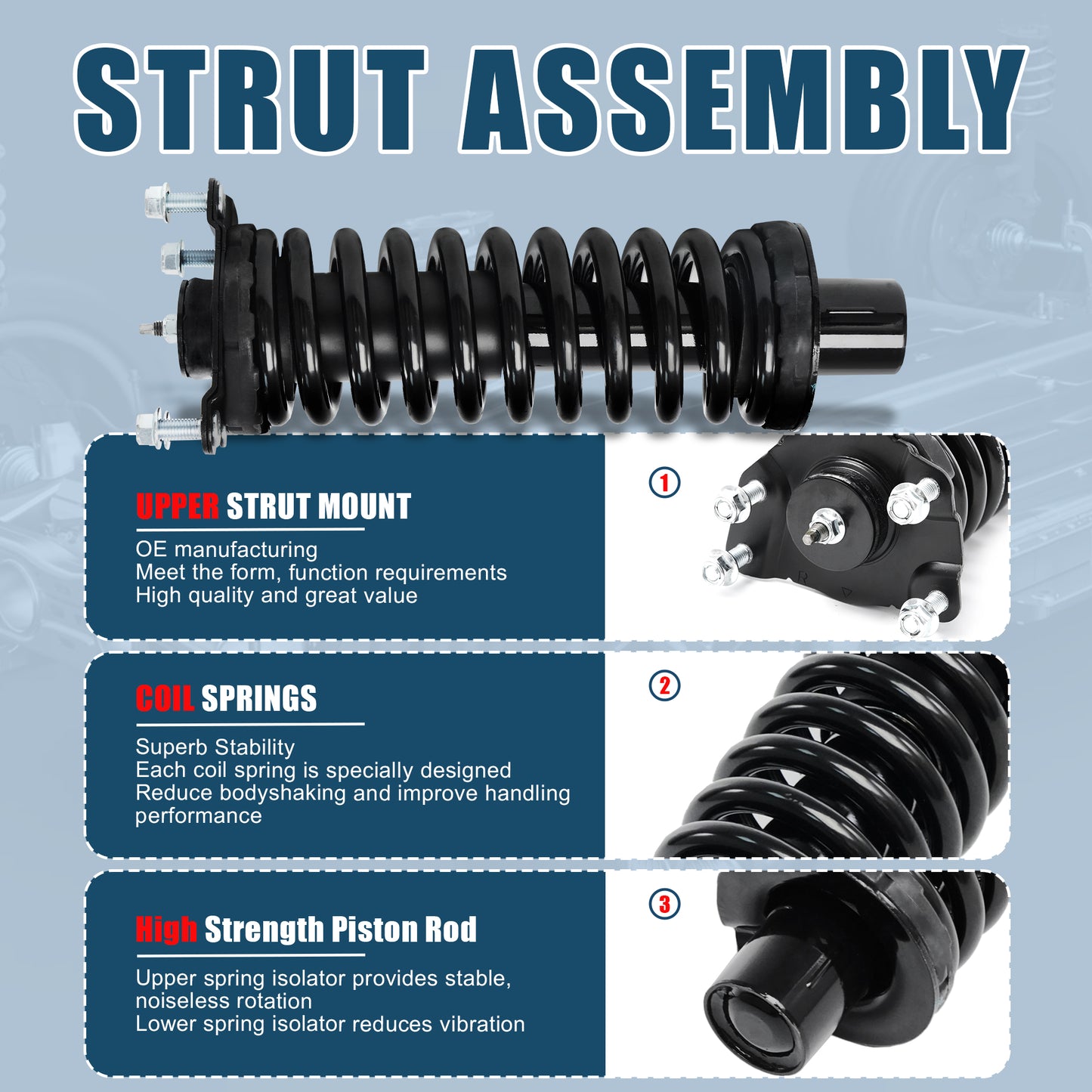 Vextone Front Strut Assembly Kit for 2007 2008 2009 2010 2011 Dodge Nitro, 2002-2012 Jeep Liberty 2.4L/3.7L (NO Diesel Models) – Noise Reduction & Comfort Upgrade – Replaces OEM 171577L/R (Pair)