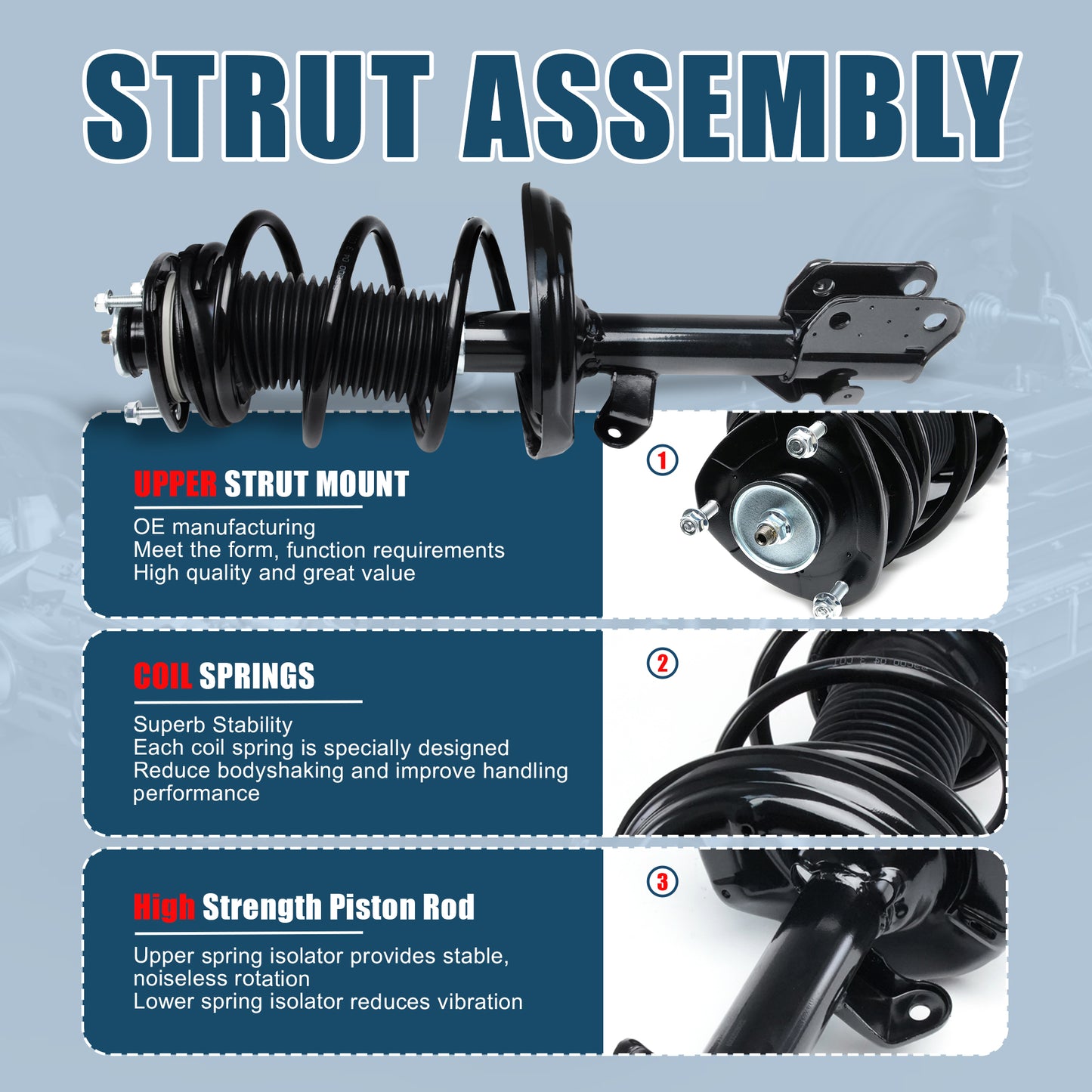 Vextone Front Strut Assembly Kit for Honda Ridgeline 2006-2014 – Noise Reduction & Comfort Upgrade – Replaces OEM 172343 172344 (Pair)
