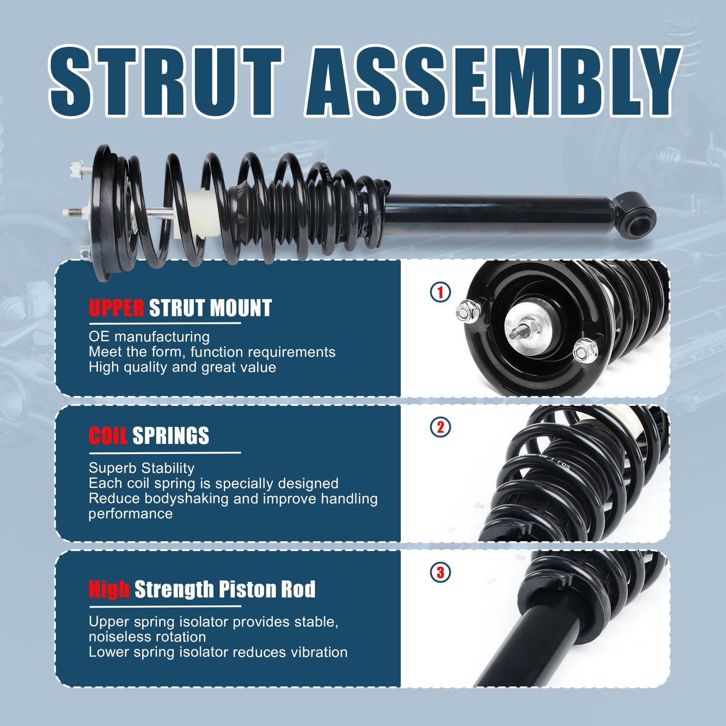 Vextone Rear Struts Shock Absorbers Coil Spring Assembly Fit for 2000 2001 2002 2003 2004 2005 Mitsubishi Eclipse – Noise Reduction & Comfort Upgrade – Replaces OEM 271276 (1PC)
