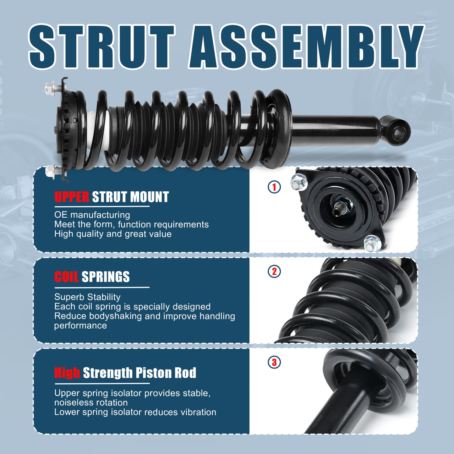 Vextone Rear Strut Assembly Kit for 2000 2001 2002 2003 2004 Subaru Outback – Noise Reduction & Comfort Upgrade – Replaces OEM 171113 (1PC)