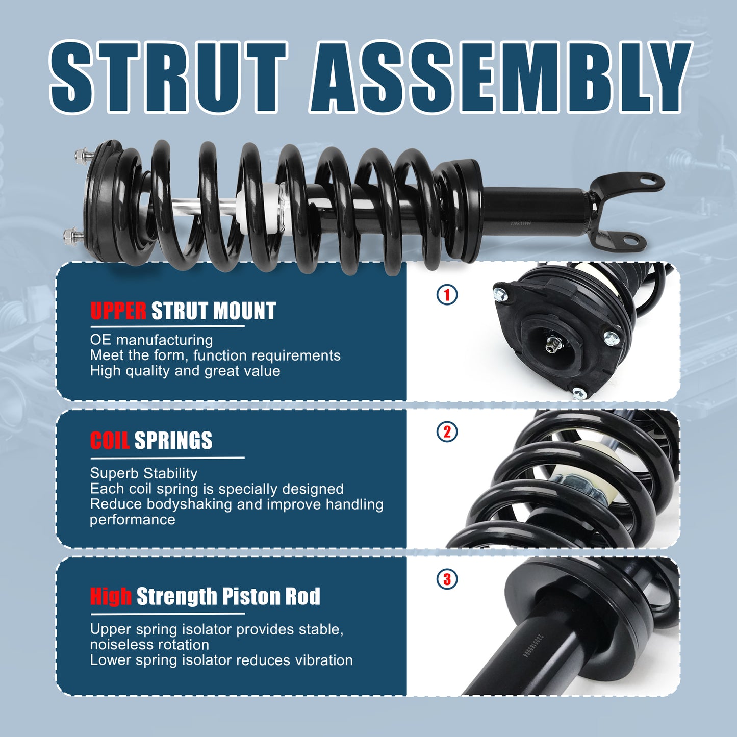 Vextone  Front Struts Shock Absorbers Coil Spring Assembly Fit for 2006 2007 2008 Dodge Ram 1500 4WD 5-Lug Wheel – Noise Reduction & Comfort Upgrade – Replaces OEM 171111 (1PC)