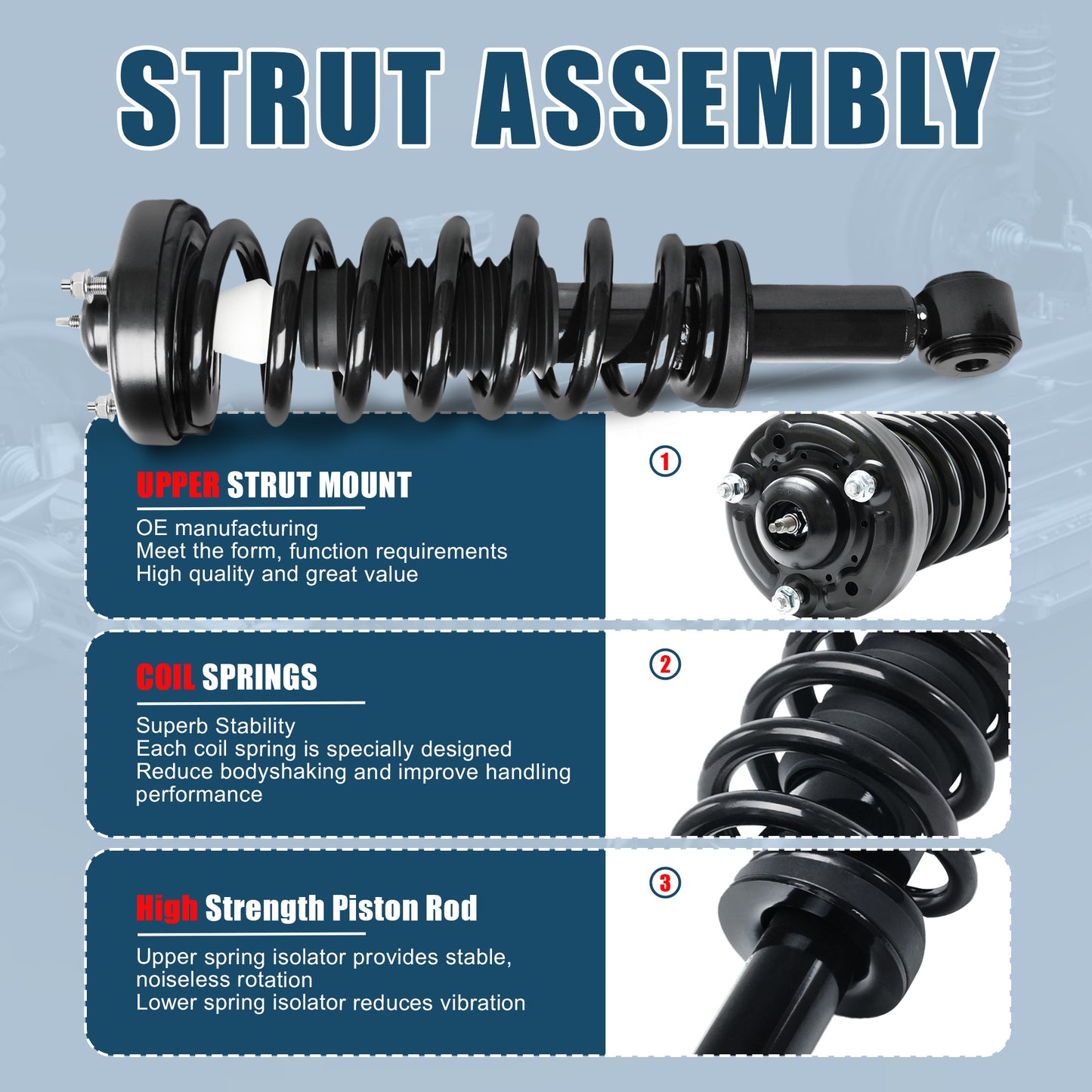 Vextone Front Strut Assembly Kit for 2005 2006 2007 2008 Ford F150 RWD, 2006 2007 2008 Lincoln Mark LT RWD – Noise Reduction & Comfort Upgrade – Replaces OEM 171362 (Pair)