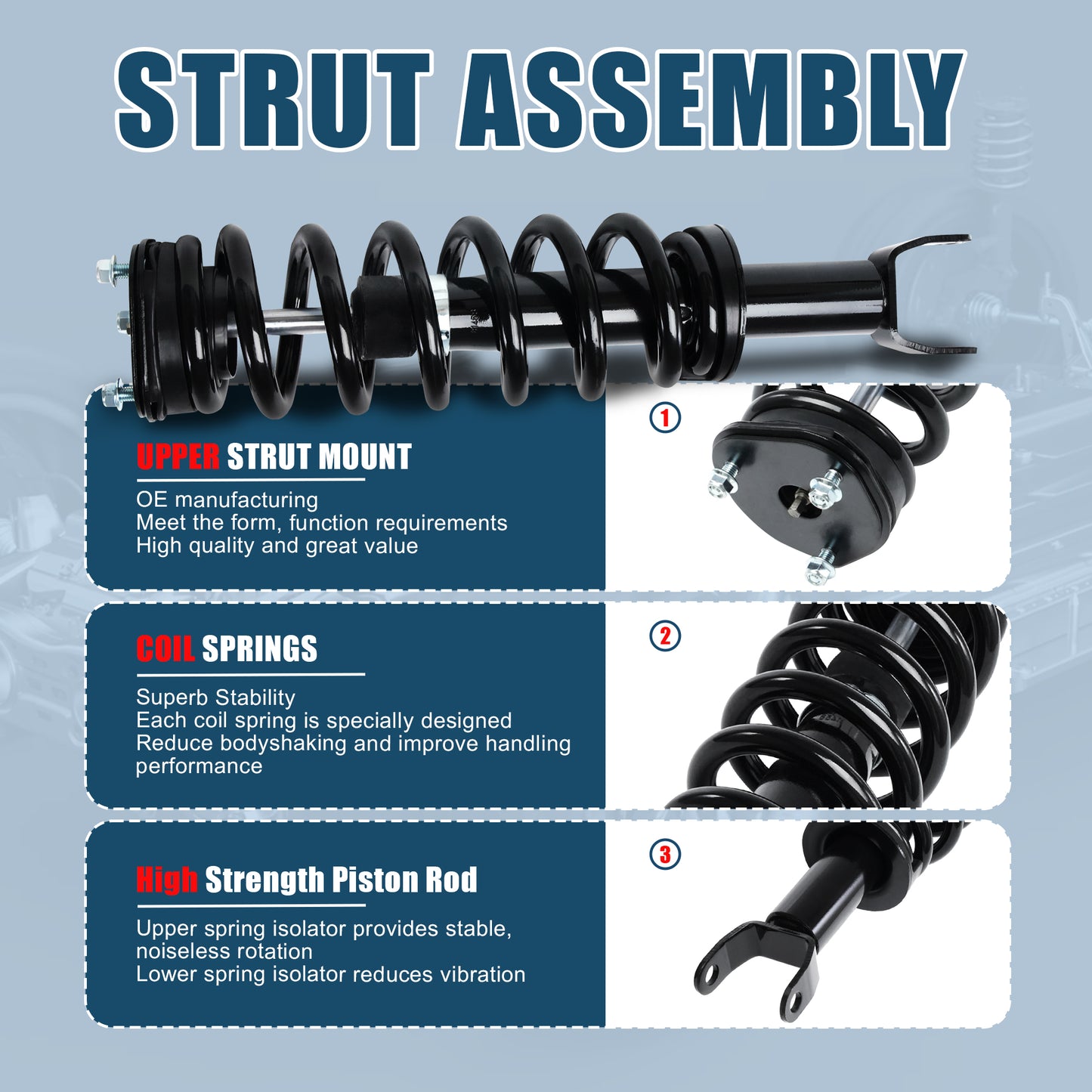 Vextone Front Strut Assembly Kit for 2009-2018 Ram 1500 4WD  (without Air Suspension/TRX Package) – Noise Reduction & Comfort Upgrade – Replaces OEM 172292(1PC)