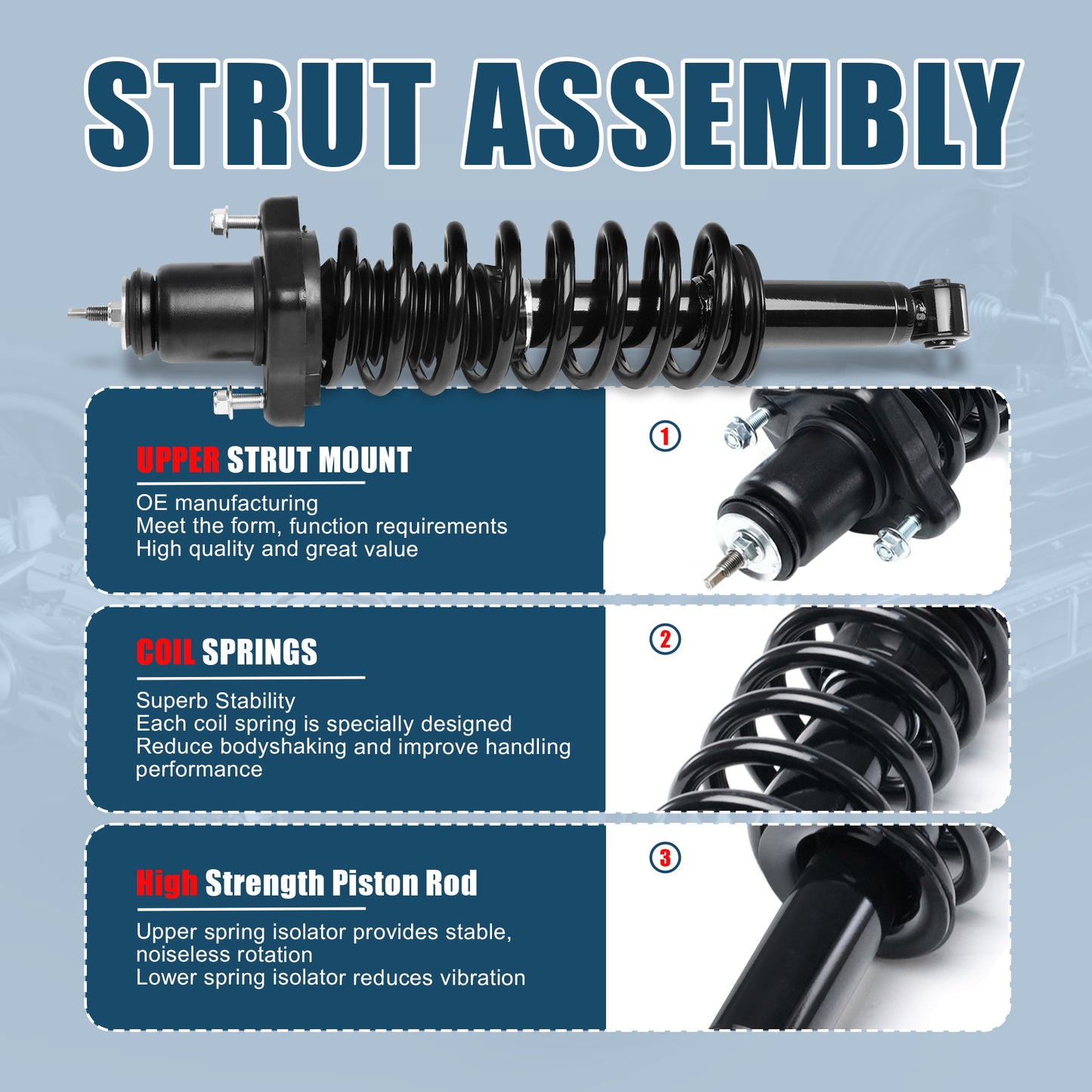 Vextone Rear Struts Shock Absorbers Coil Spring Assembly Fit for 2007 2008 2009 2010 Jeep Compass 4WD Manual Transmission – Noise Reduction & Comfort Upgrade – Replaces OEM 472401 (Pair)