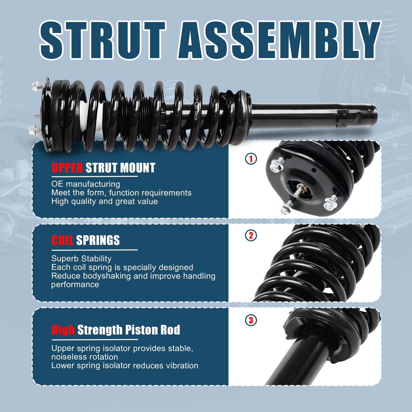 Vextone Front Strut Assembly Kit for 2010 2011 2012 Ford Fusion L4, 2.5L – Noise Reduction & Comfort Upgrade – Replaces OEM 272596 (1PC)
