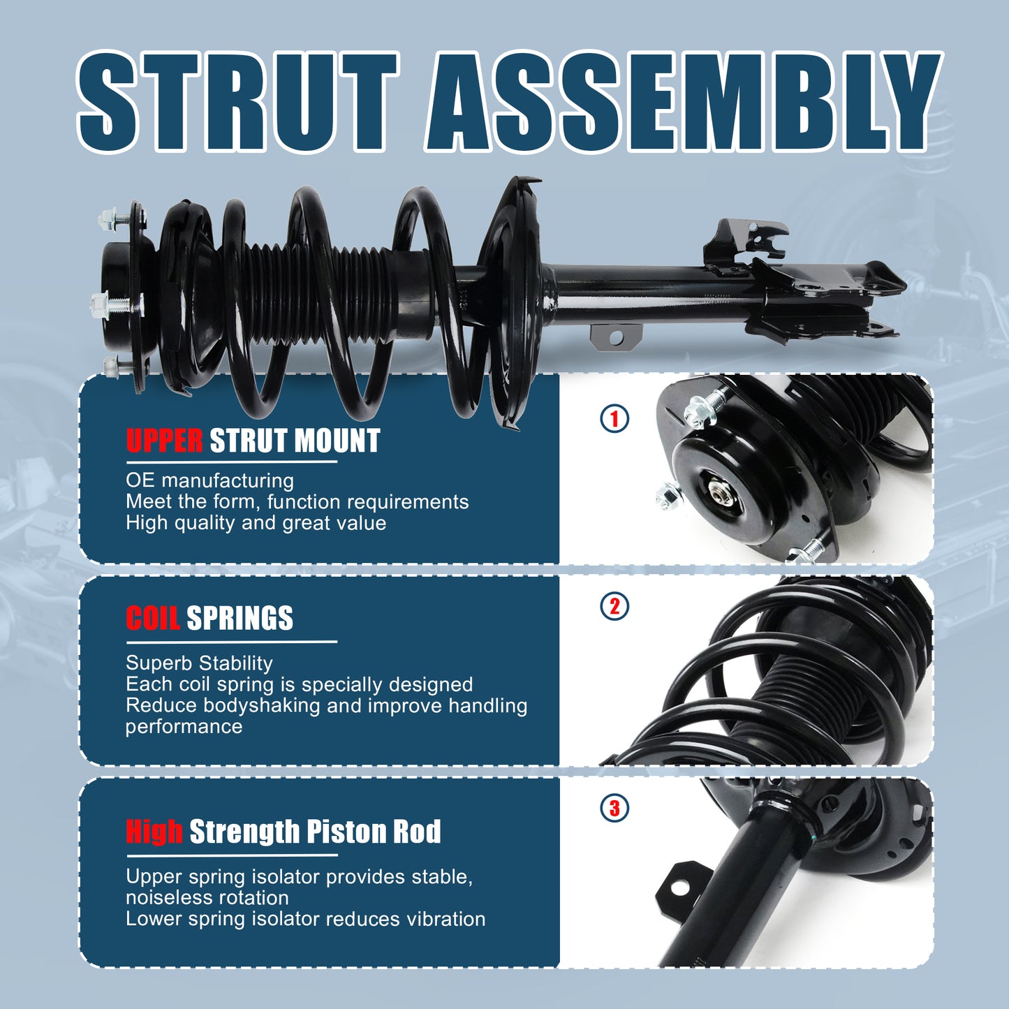 Vextone Front Strut Assembly Kit for Toyota Venza 2009 2010 2011 2012 – Noise Reduction & Comfort Upgrade – Replaces OEM 172962 172963 (Pair)