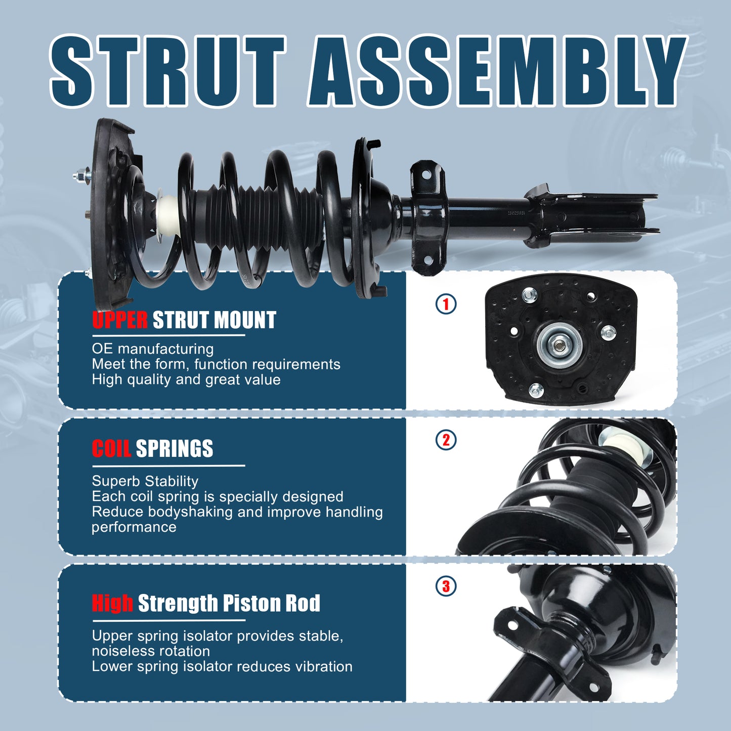 Vextone Rear Strut Assembly Kit for Buick Allure & Lacrosse 2005 2006 2007 2008 (NO Super Models) – Noise Reduction & Comfort Upgrade – Replaces OEM 272471L/R (Pair)
