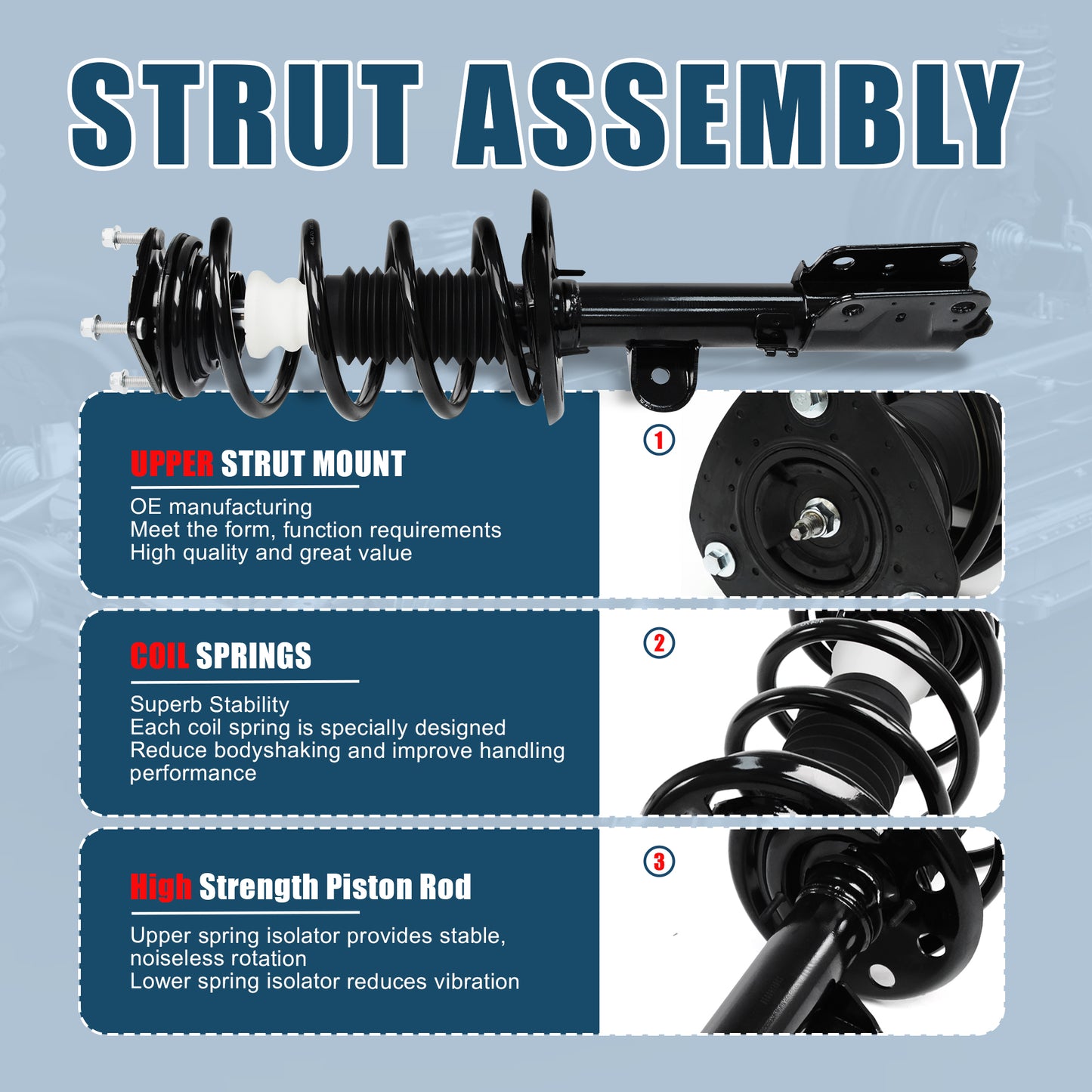 Vextone Front Strut Assembly Kit for 2011 2012 Ford Explorer FWD – Noise Reduction & Comfort Upgrade – Replaces OEM 172620 172621 (Pair)