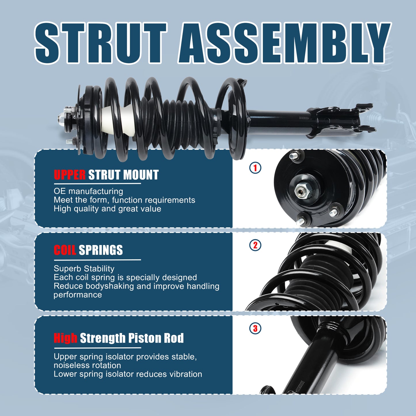 Vextone Front Struts Shock Absorbers Coil Spring Assembly Fit for 1991-2002 Saturn SL, SL1, SL2, 1993-2002 SC1, SC2 – Noise Reduction & Comfort Upgrade – Replaces OEM 171924 (Pair)