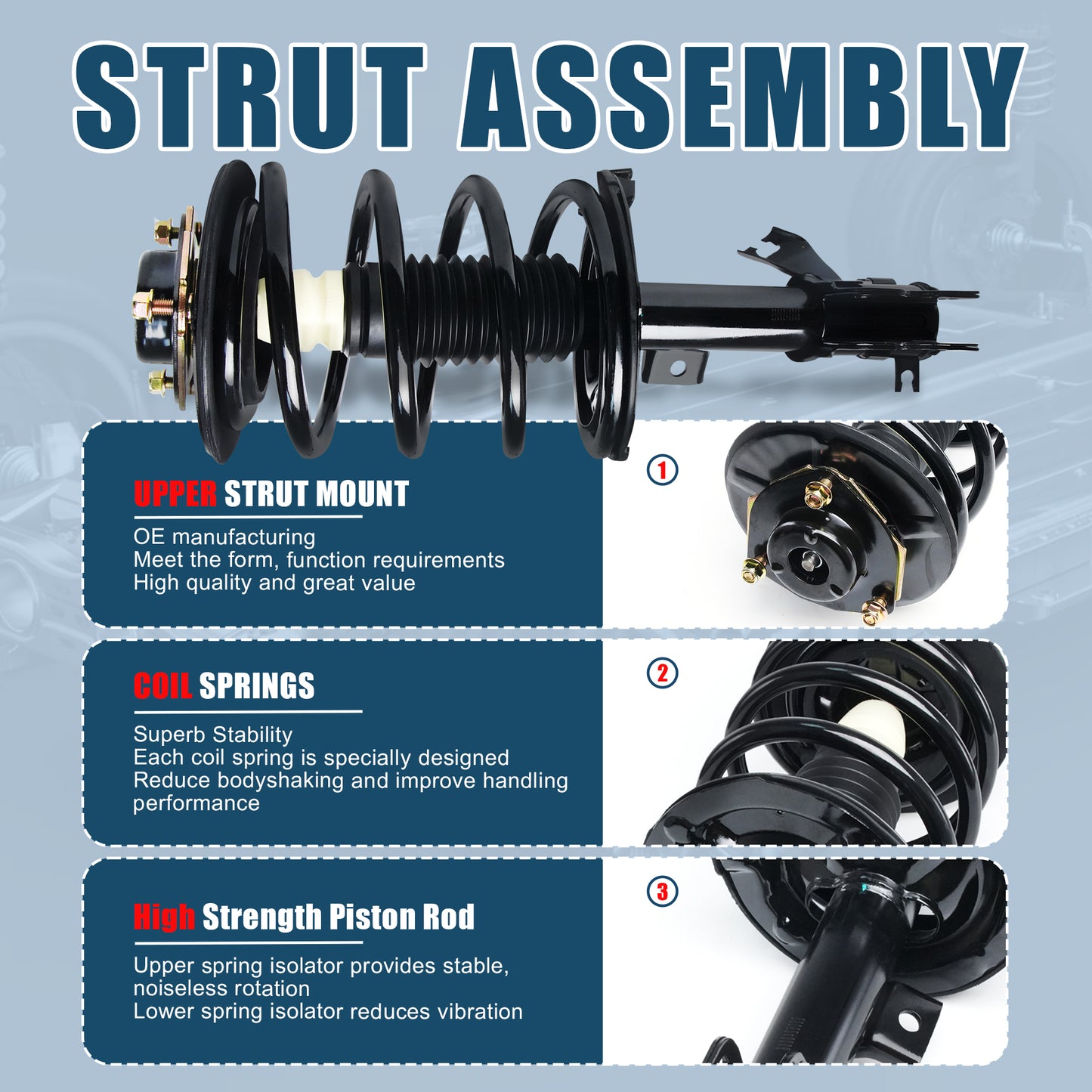 Vextone Front Strut Assembly Kit for Nissan Altima 2002 2003 2004 2005 2006 3.5L V6(NO 2005 Altima S) – Noise Reduction & Comfort Upgrade – Replaces OEM 171427 171426 (Pair)