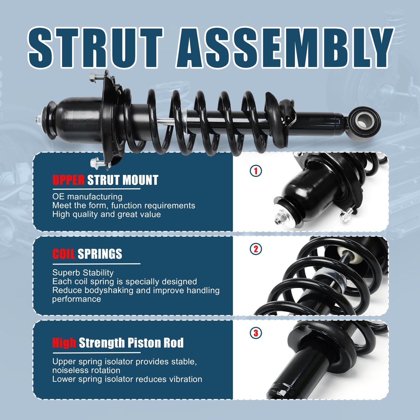 Vextone Rear Strut Assembly Kit for 2007 2008 2009 Toyota Prius – Noise Reduction & Comfort Upgrade – Replaces OEM 272394L/R (Pair)
