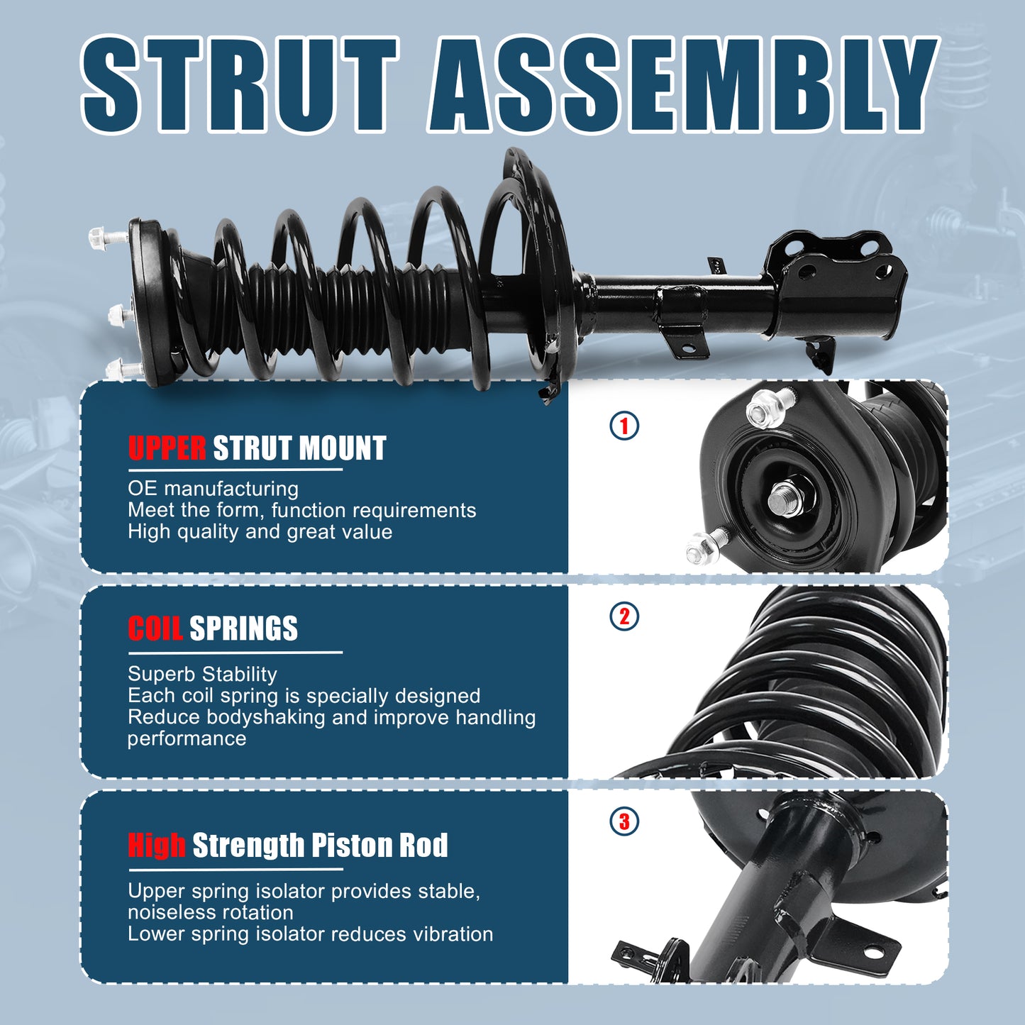 Vextone Rear Strut Assembly Kit for  2004-2007 Toyota Highlander AWD (No Hybrid Model), 2004-2006 Lexus RX330, 2007 RX350 (No Air Suspension) – Noise Reduction & Comfort Upgrade – Replaces OEM 172215 172216 (Pair)