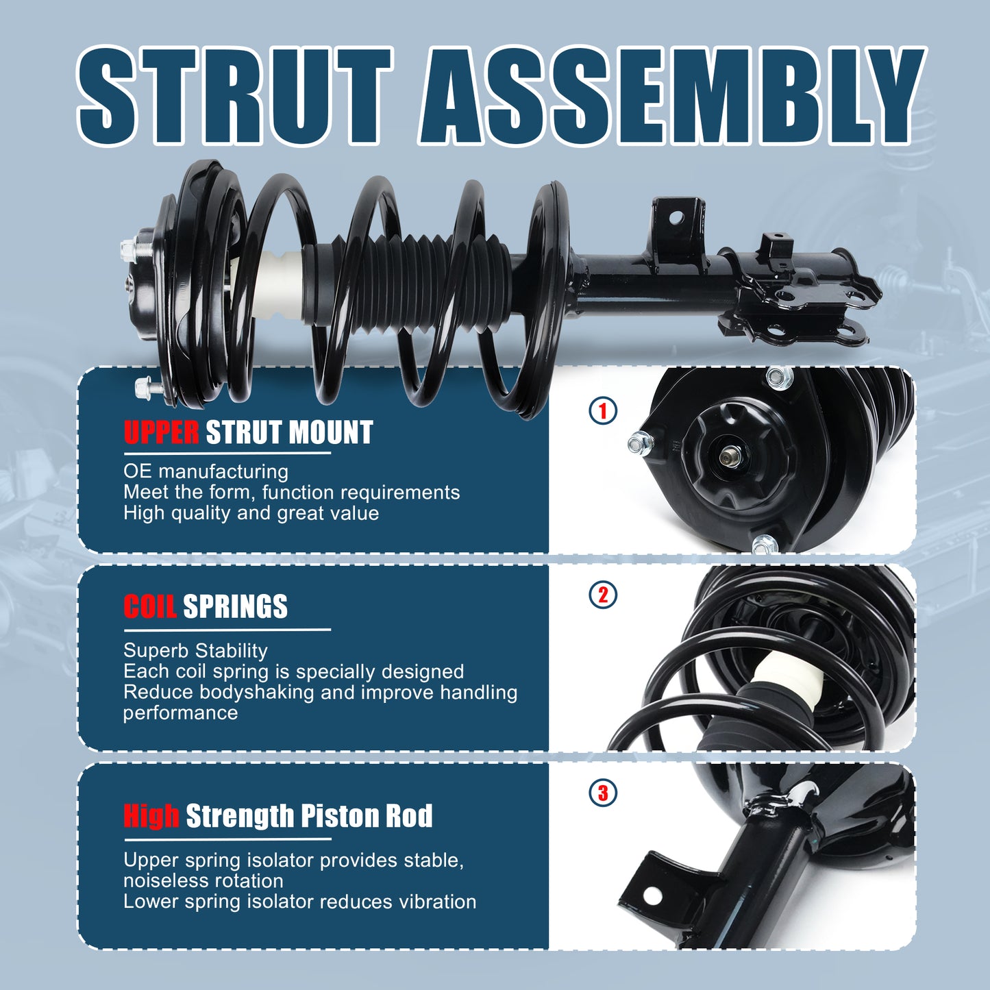 Vextone Front Strut Assembly Kit for Kia Optima/Rondo 2007 2008 2009 2010 – Noise Reduction & Comfort Upgrade – Replaces OEM 171135 171136 (Pair)