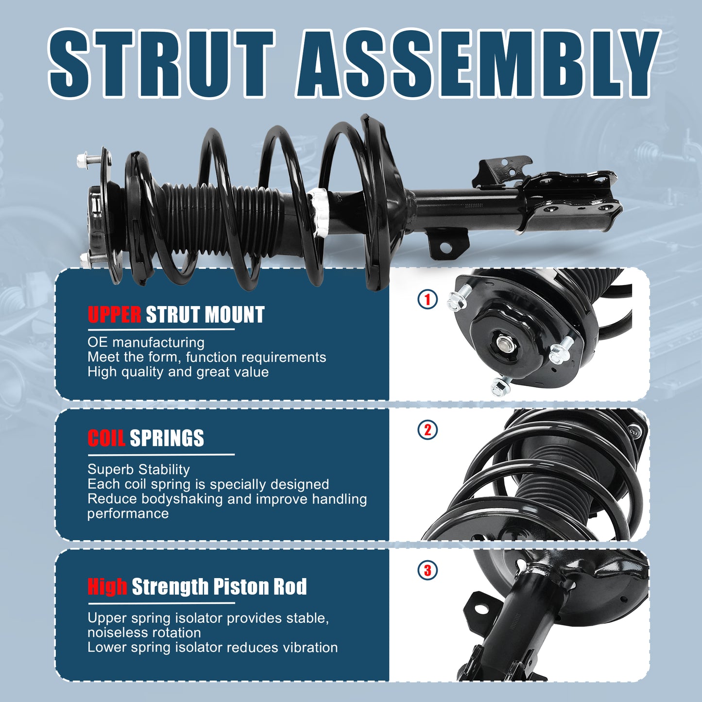 Vextone Front Strut Assembly Kit for 2002 2003 Toyota Camry/Lexus ES300 – Noise Reduction & Comfort Upgrade – Replaces OEM 171490 171491 (Pair)