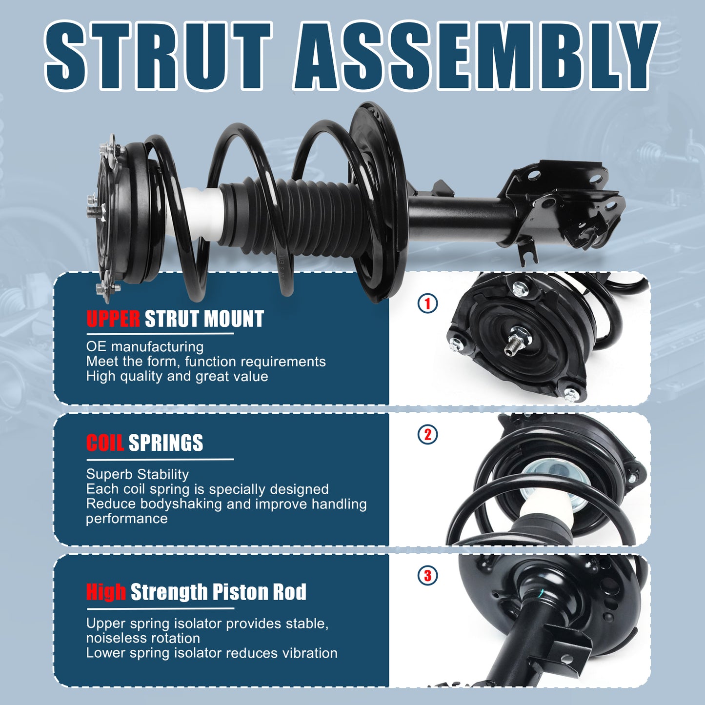 Vextone Front Strut Assembly Kit for 2013 2014 2015 2016 2017 2018 Nissan Altima Sedan – Noise Reduction & Comfort Upgrade – Replaces OEM 172901 172902 (Pair)
