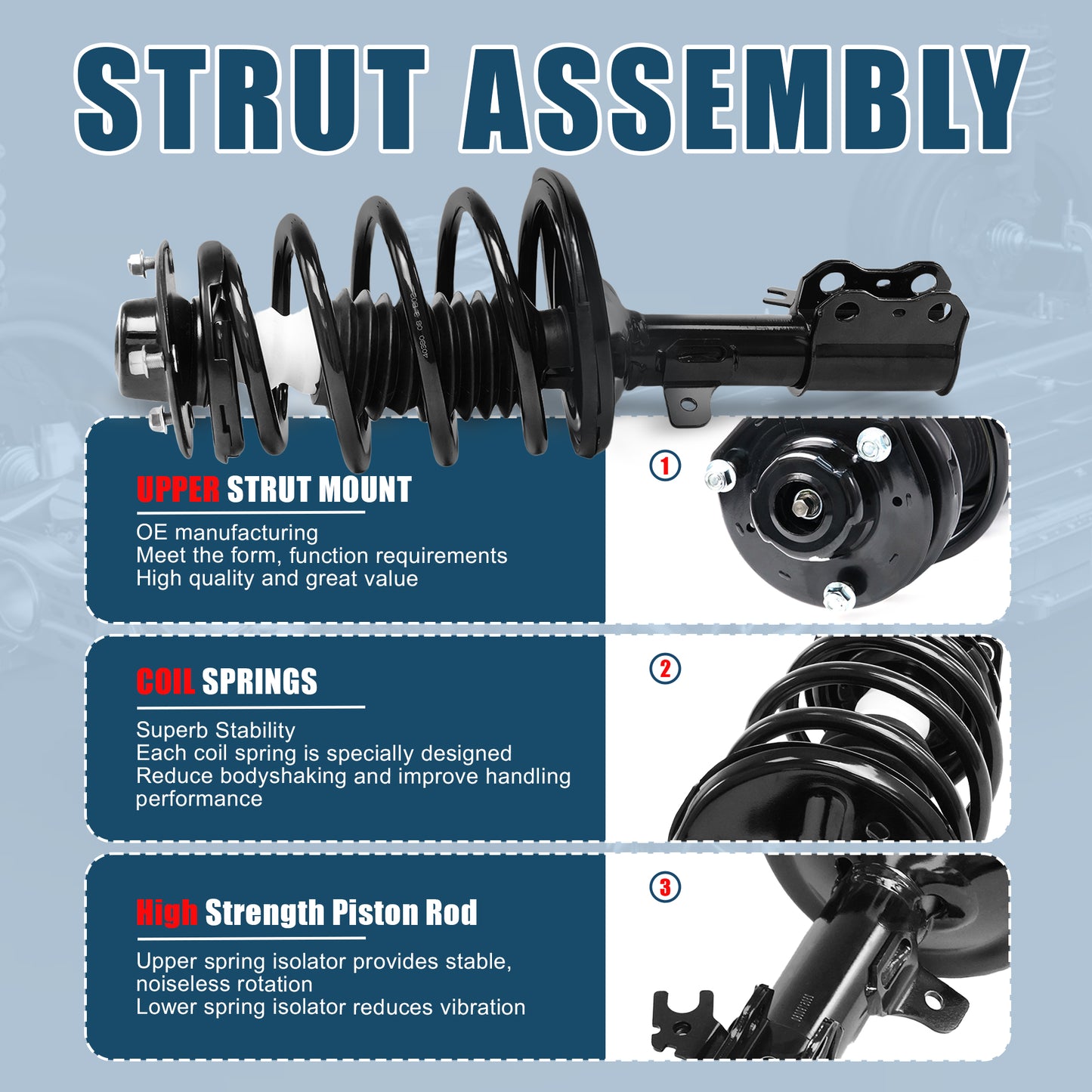 Vextone Front Strut Assembly Kit for 1997-2001 Toyota Camry 3.0L V6, 1997-2003 Toyota Avalon – Noise Reduction & Comfort Upgrade – Replaces OEM 271678 271679 (Pair)