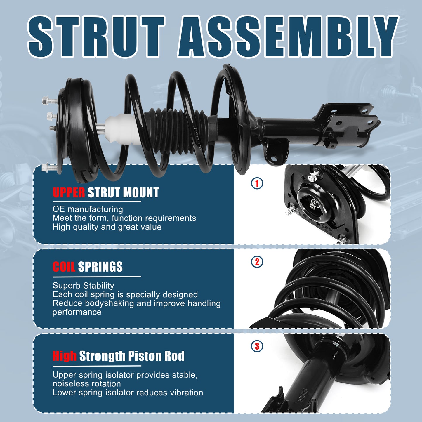 Vextone Front Struts Shock Absorbers Coil Spring Assembly Fit for 1991-1996 Buick Park Avenue, 1990-1999 Buick LeSabre – Noise Reduction & Comfort Upgrade – Replaces OEM 171822 (Pair)