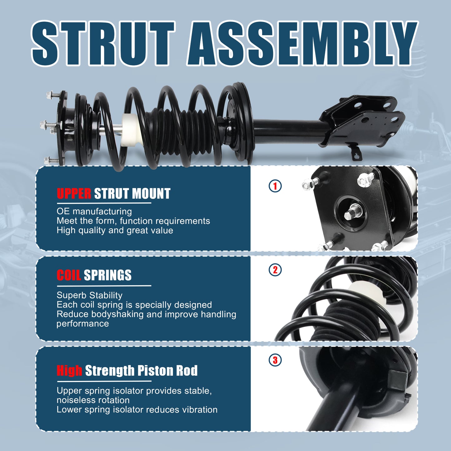 Vextone Front Strut Assembly Kit for 2011-2014 Ford Edge 3.5L&3.7L – Noise Reduction & Comfort Upgrade – Replaces OEM 182888 182889 (Pair)