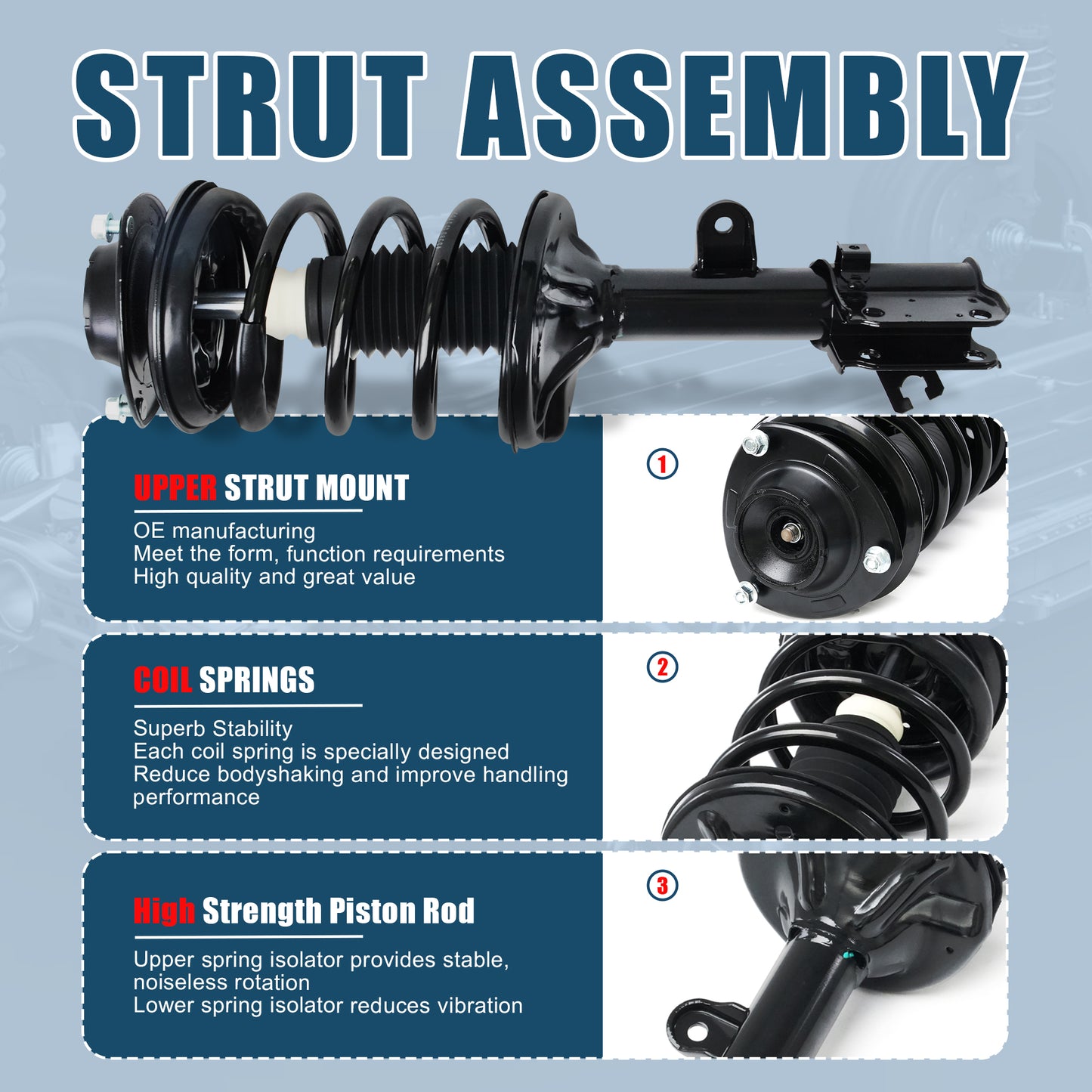 Vextone Front Strut Assembly Kit for 2005-2009 Hyundai Tucson(No 2007 GLS 2.7L), 2005-2010 Kia Sportage – Noise Reduction & Comfort Upgrade – Replaces OEM  172220 172219 (Pair)