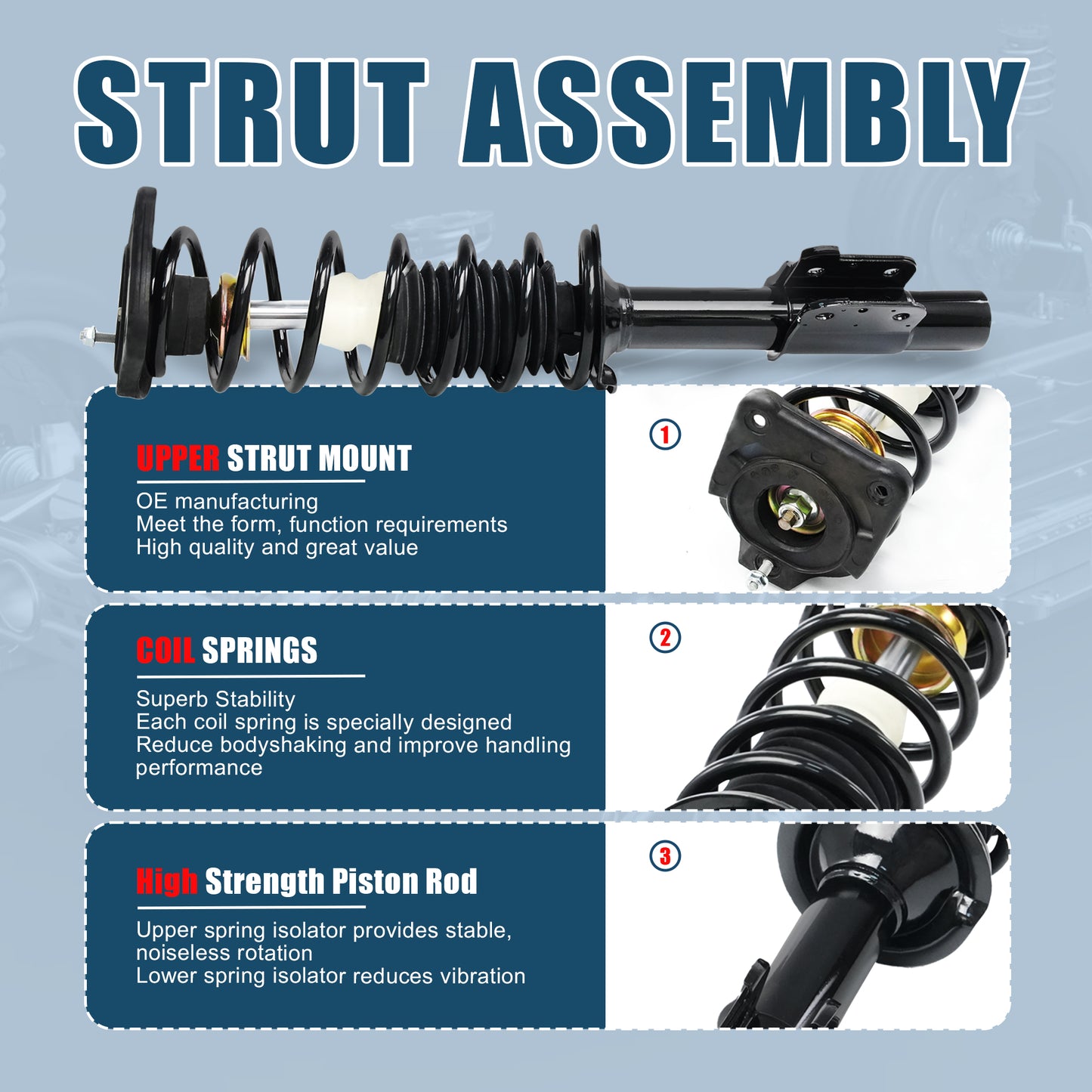 Vextone Rear Struts Shock Absorbers Coil Spring Assembly Fit for 1998-2003 Chevrolet Chevy Malibu, 2004 2005 Chevrolet Classic – Noise Reduction & Comfort Upgrade – Replaces OEM 171686 (1PC)