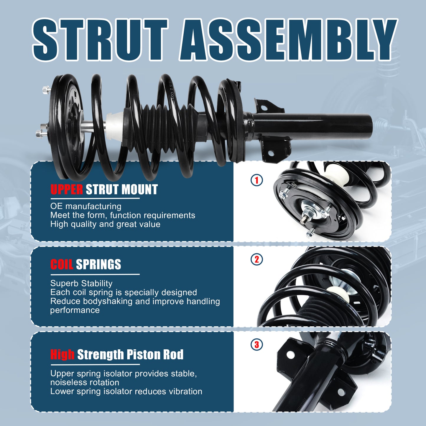Vextone Front Struts Shock Absorbers Coil Spring Assembly Fit for Ford Windstar 1995 1996 1997 1998 1999 2000 2001 2002 2003 – Noise Reduction & Comfort Upgrade – Replaces OEM 171920 (1PC)