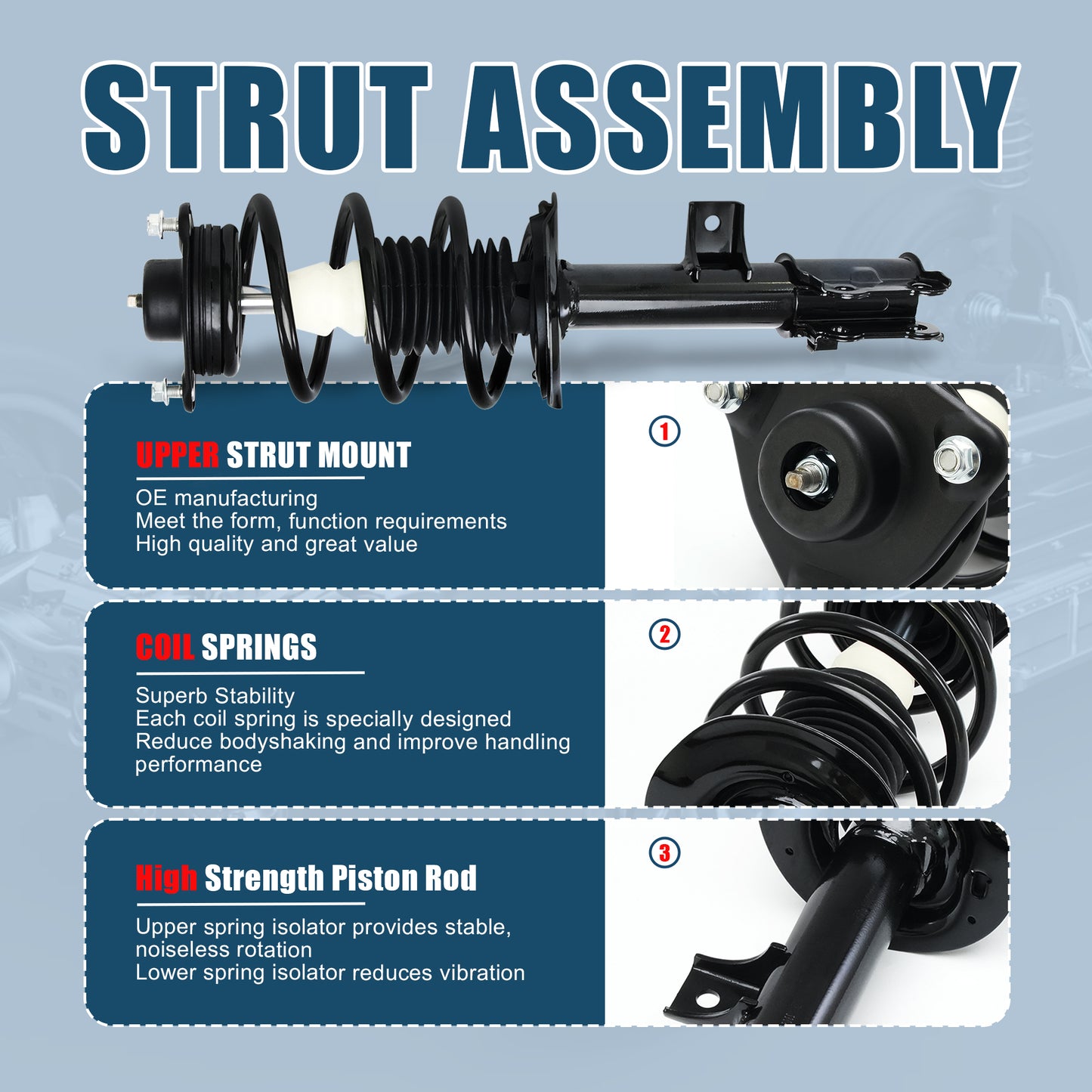 Vextone Front Strut Assembly Kit for Hyundai Tucson 2010-2015, Kia Sportage 2011-2016 – Noise Reduction & Comfort Upgrade – Replaces OEM 172722 172723 (Pair)