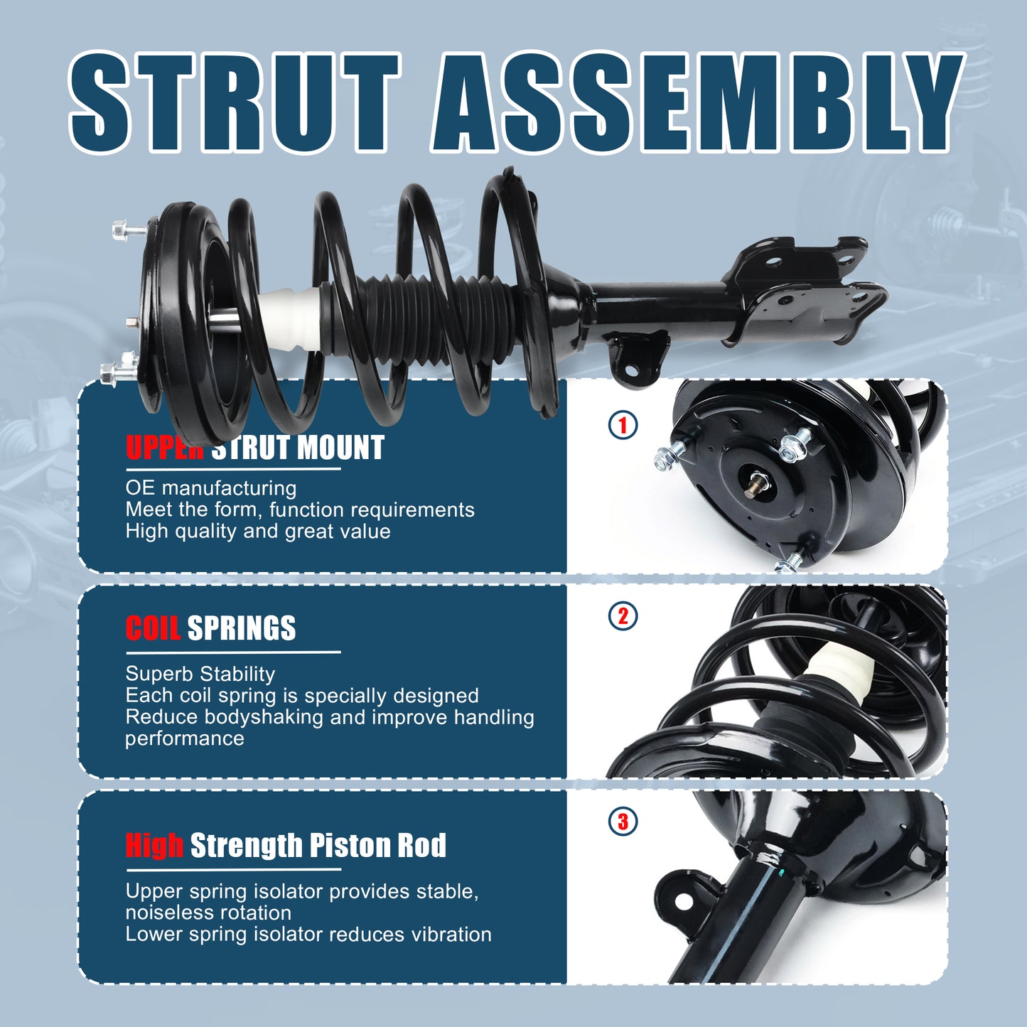 Vextone Front Strut Assembly Kit for 2007-2009 Hyundai Santa Fe GLS 2.7L AWD/FWD – Noise Reduction & Comfort Upgrade – Replaces OEM 172299 172300 (Pair)