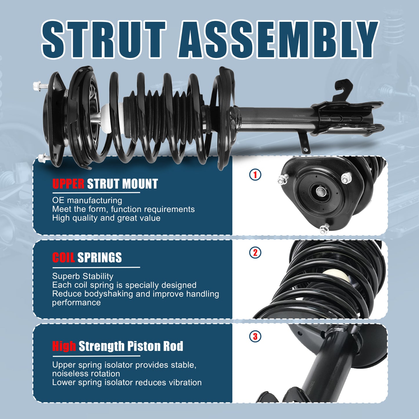 Vextone Front Strut Assembly Kit for 1994 1995 1996 Toyota Corolla Sedan, 1997 1998 1999 2000 2001 2002 Corolla All Models – Noise Reduction & Comfort Upgrade – Replaces OEM 271952 271951(Pair)