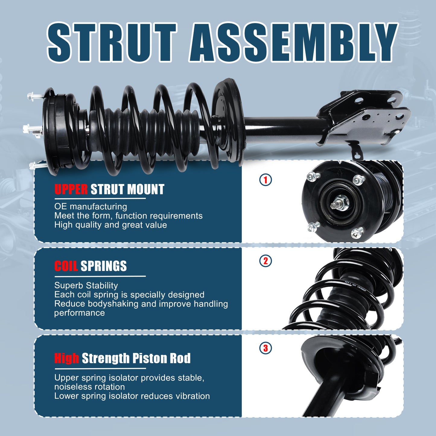 Vextone Front Strut Assembly Kit for 2007 2008 2009 2010 Ford Edge, Lincoln MKX – Noise Reduction & Comfort Upgrade – Replaces OEM 272889 272888 (Pair)