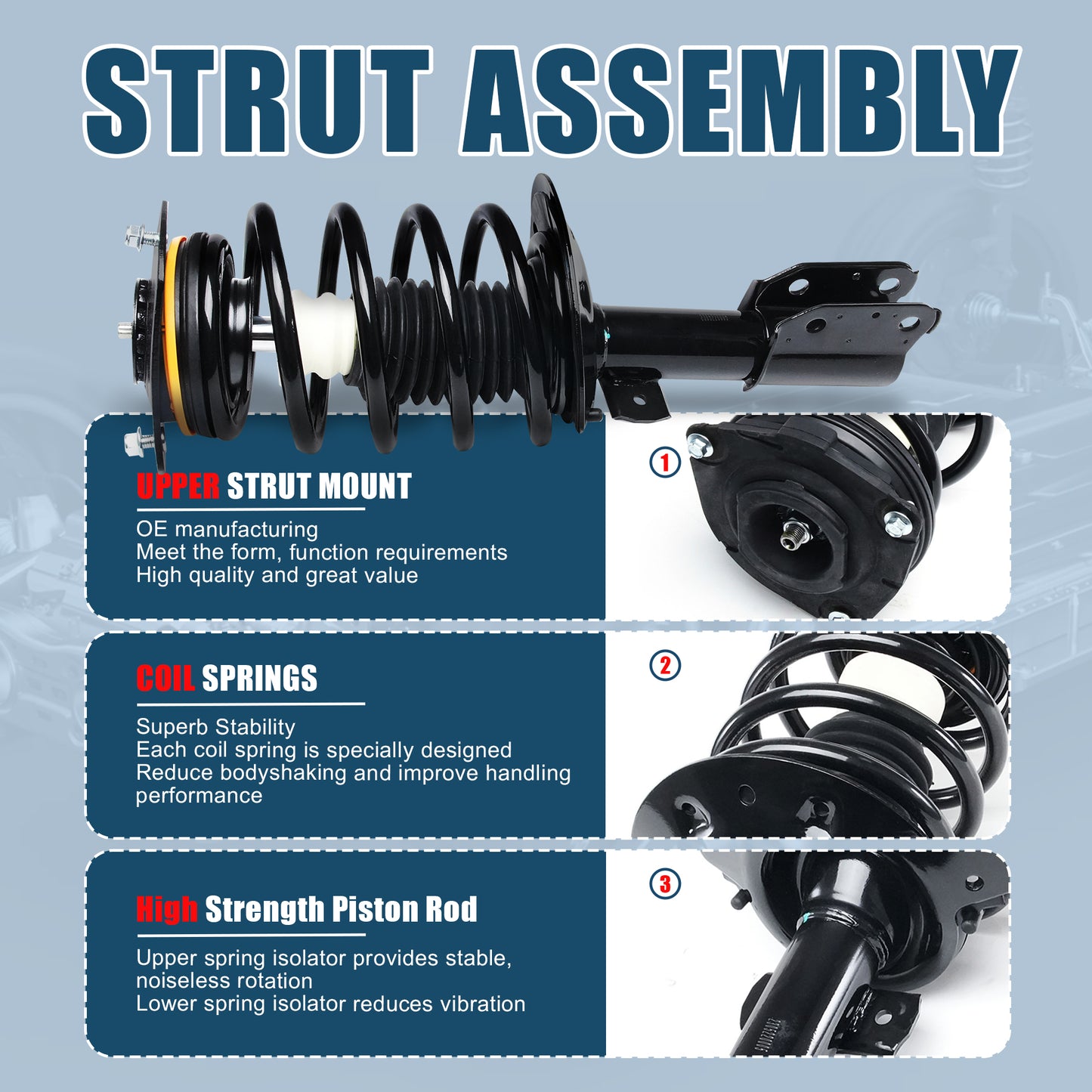 Vextone Front Struts Shock Absorbers Coil Spring Assembly Fit for Chevrolet Uplander FWD 2005-2009 (NO Van 5-Door) – Noise Reduction & Comfort Upgrade – Replaces OEM 172231 (Pair)