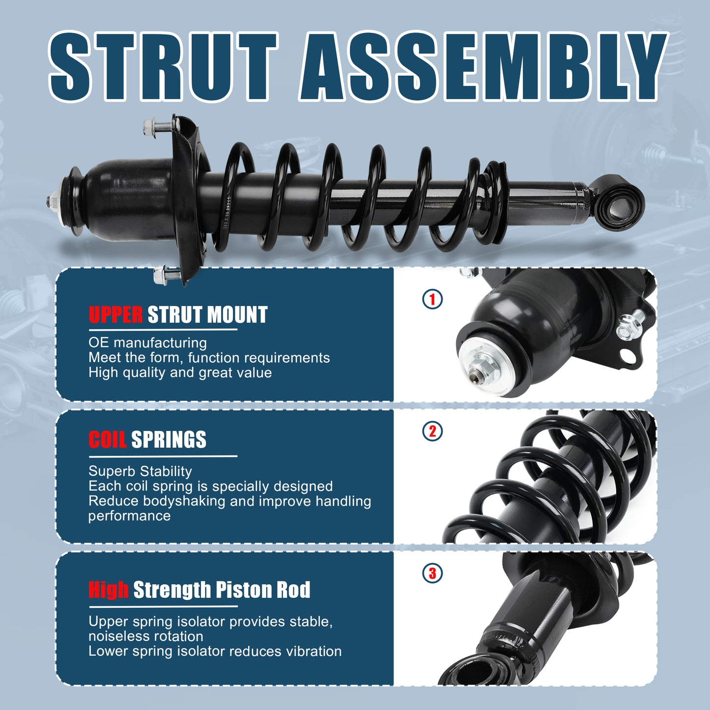 Vextone Rear Strut Assembly Kit for 2003-2008 Toyota Corolla, 2003-2008 Matrix FWD – Noise Reduction & Comfort Upgrade – Replaces OEM  171373L 171373R(Pair)